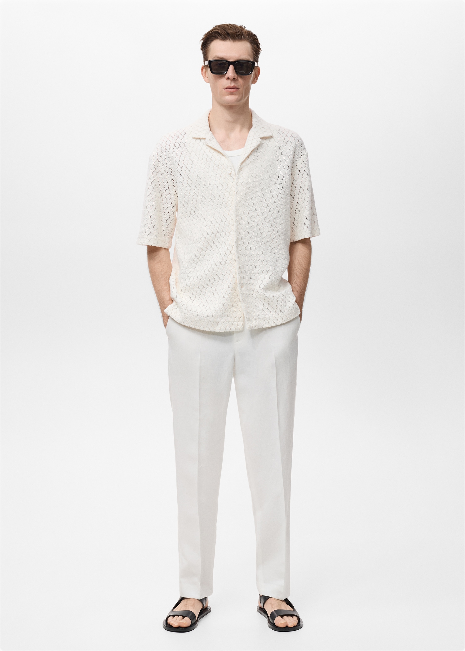 Chemise coton détails ajourés - Plan général