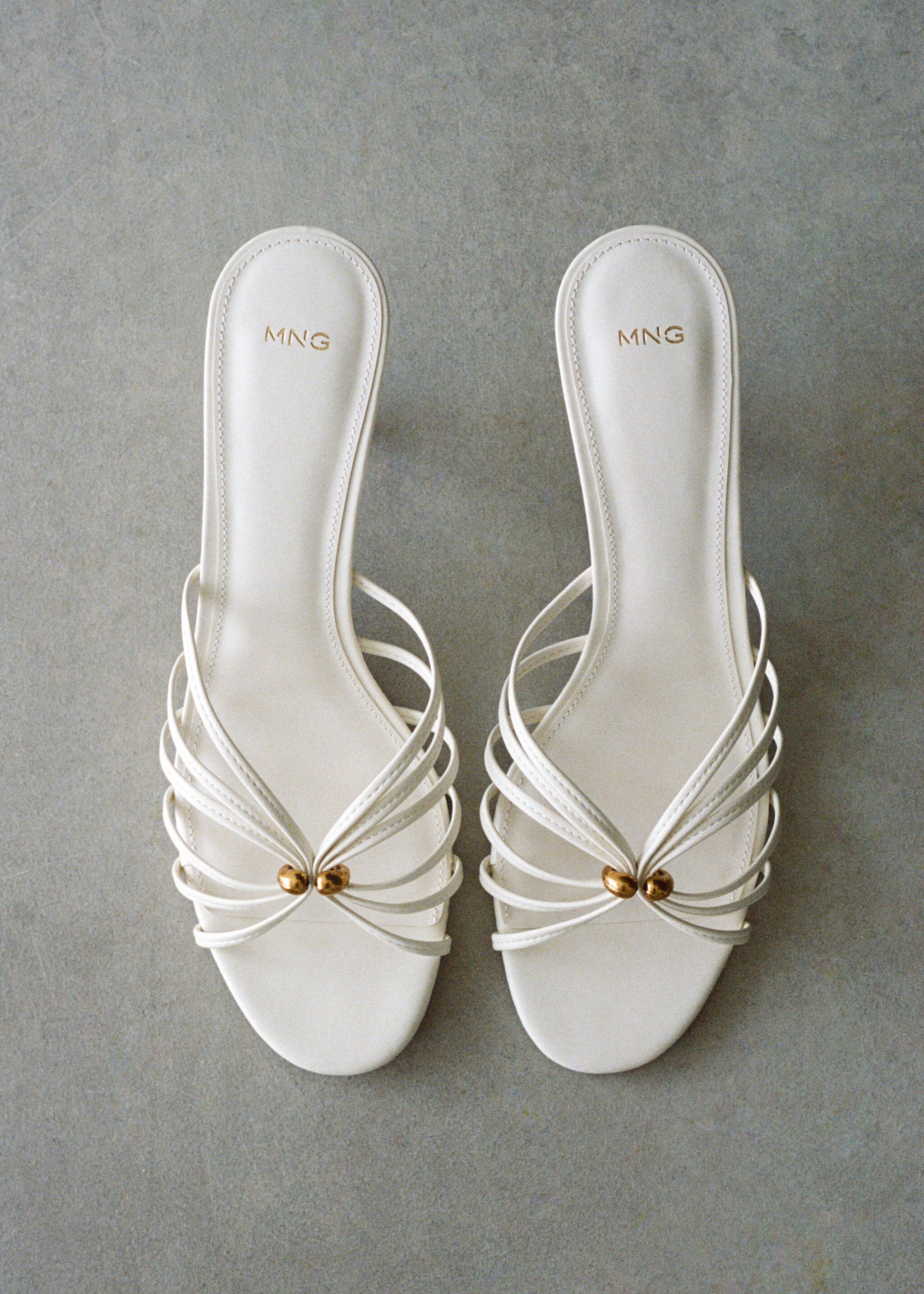 Kitten heel sandal with metallic detail - General plane