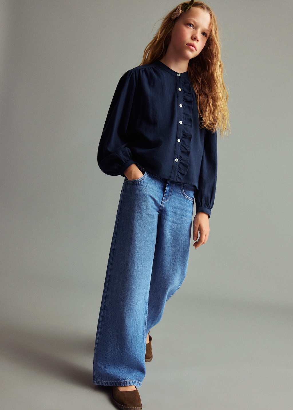 Wide leg jeans with studs - Kids | MANGO USA