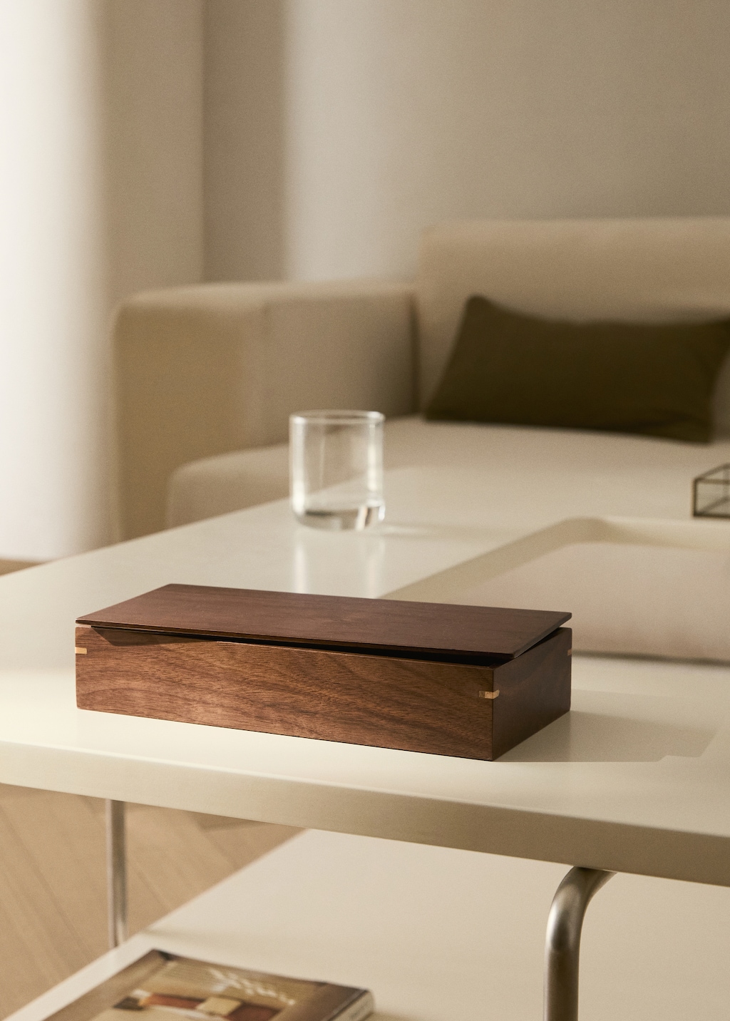 Wooden box with large lid