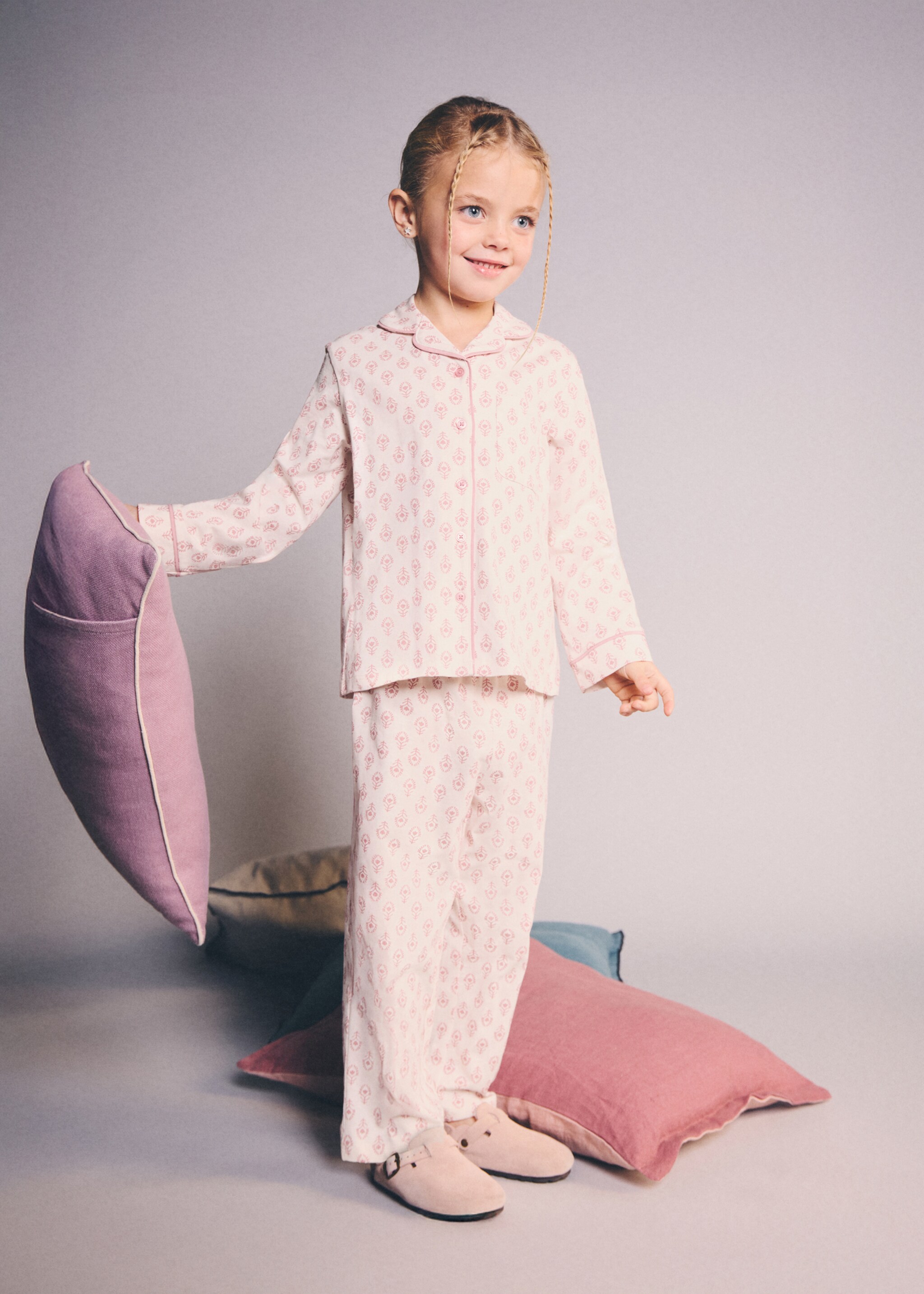 Pijama llarg estampat - Pla general, Rosa pastel. Ref: 17023800-00.