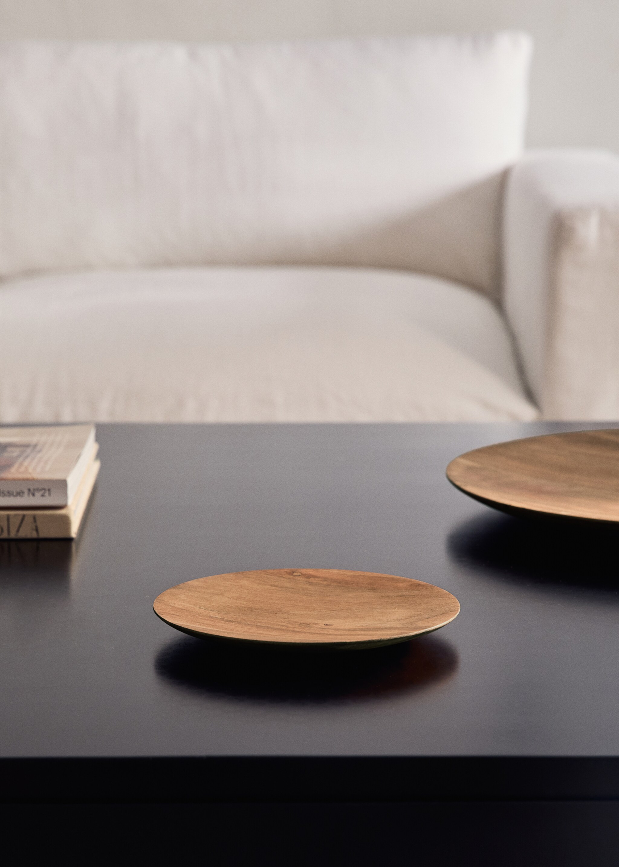 Small round wooden tray - General plane, Brown. Ref: 17023803-00.