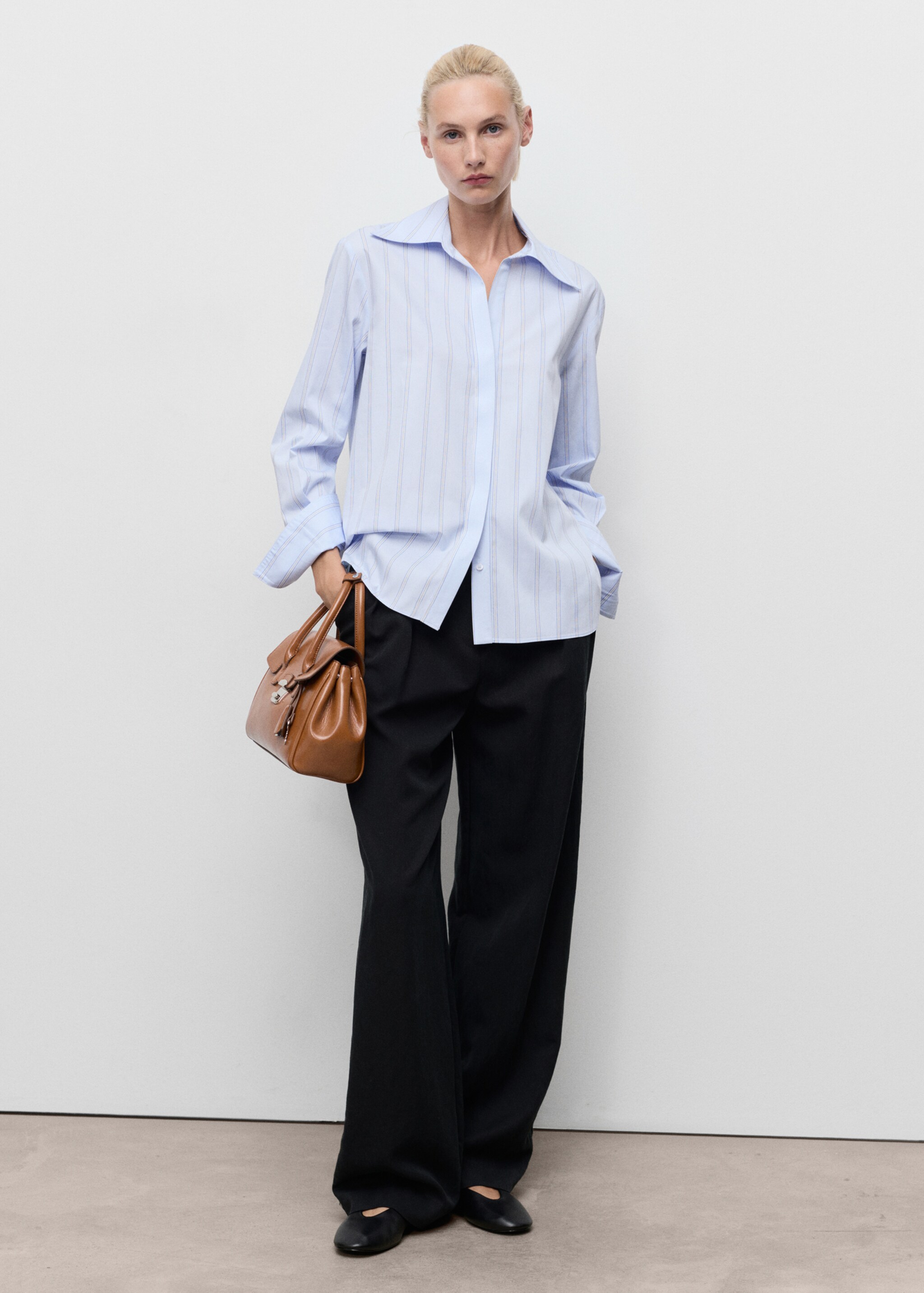 Camisa ratlles solapes - Pla general, Blau cel. Ref: 17024081-00.