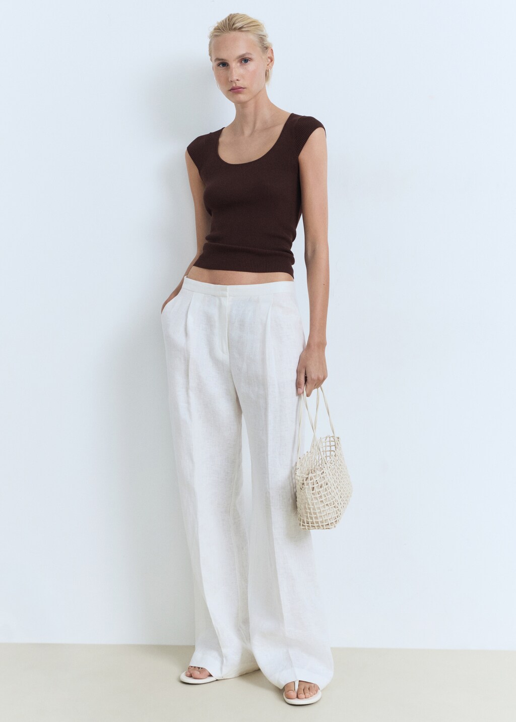 Mango Short-sleeved ribbed sweater