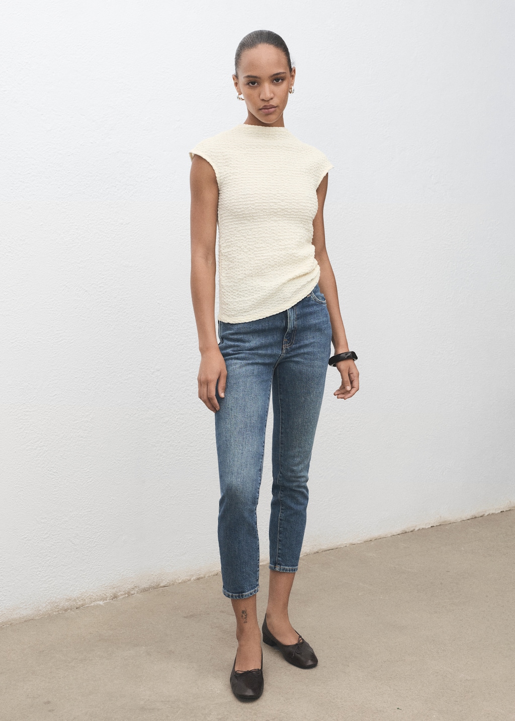 Mango Textured cotton top