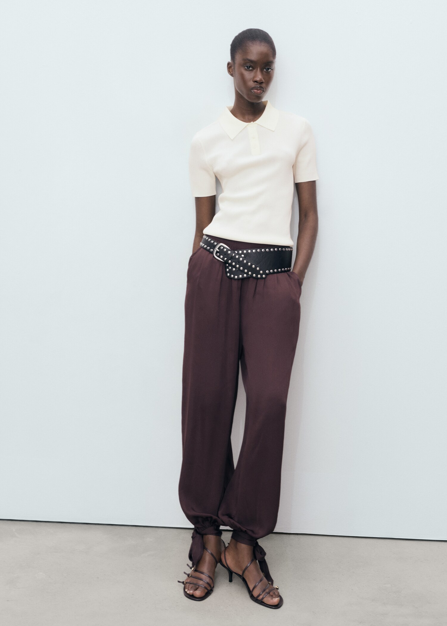 Short-sleeved polo-neck sweater - General plane