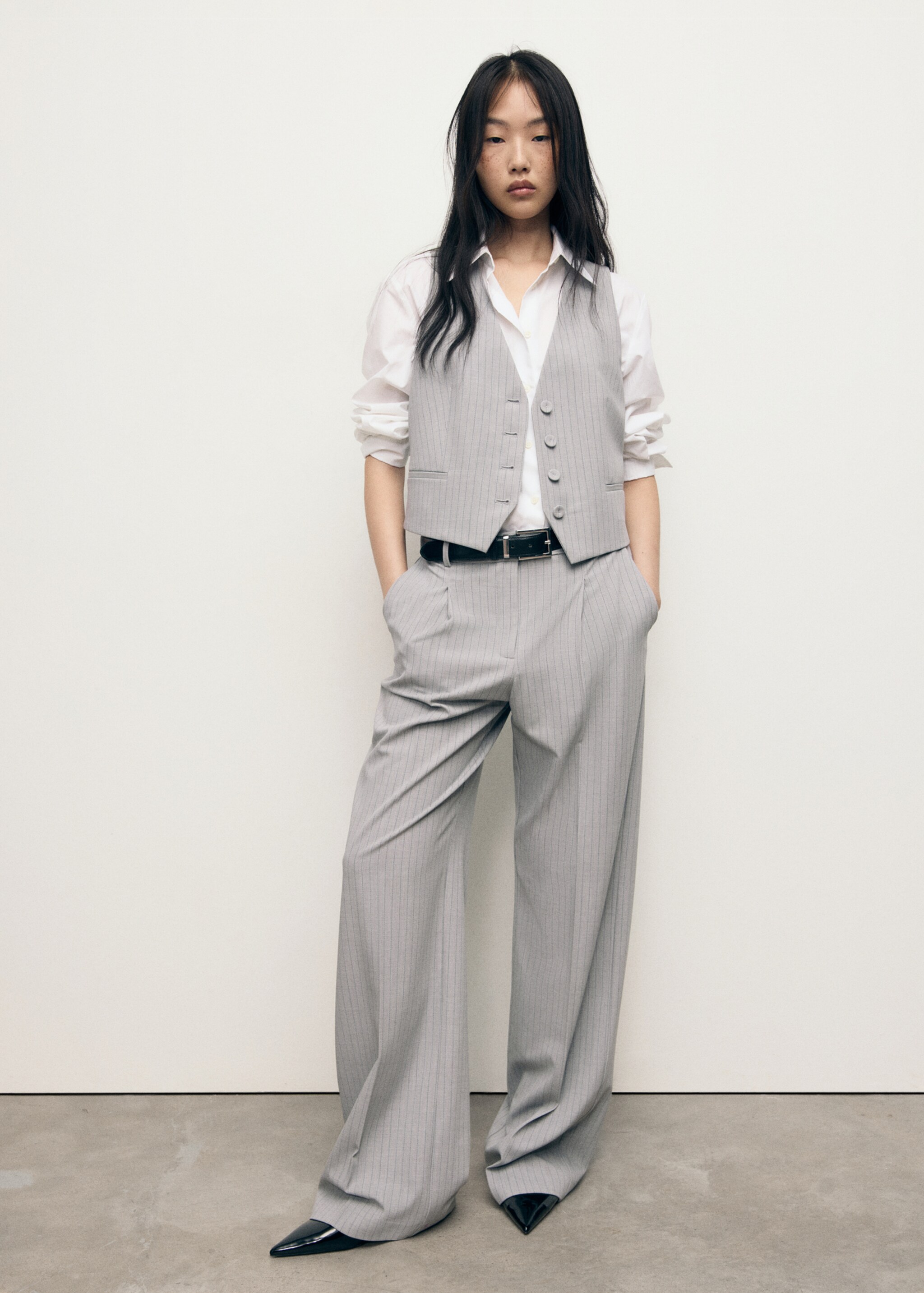Pinstriped suit waistcoat - General plane, Grey. Ref: 17024121-00.