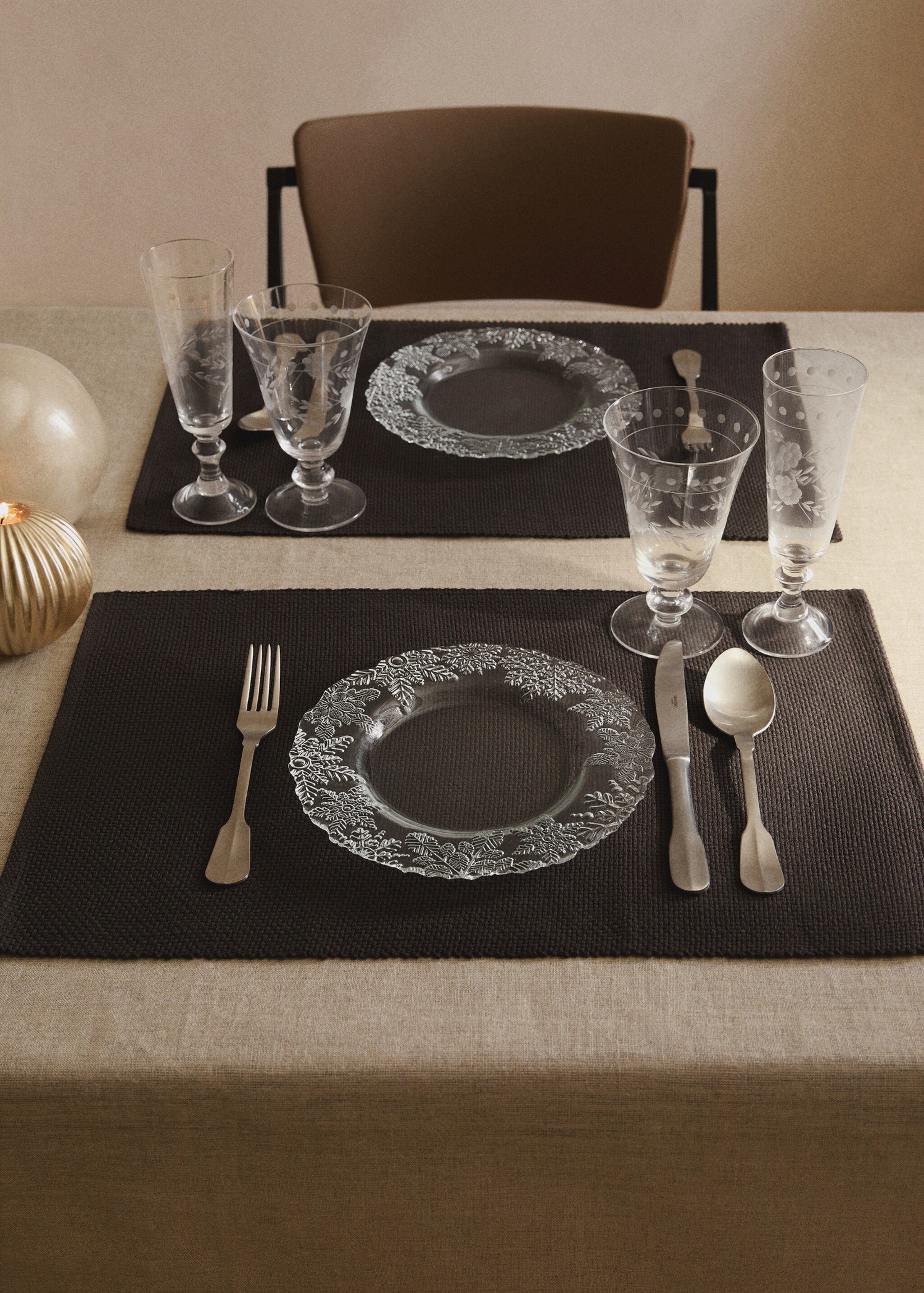 Cotton placemat made from piqué-textured cotton fabric - General plane, Brown. Ref: 17024126-00.