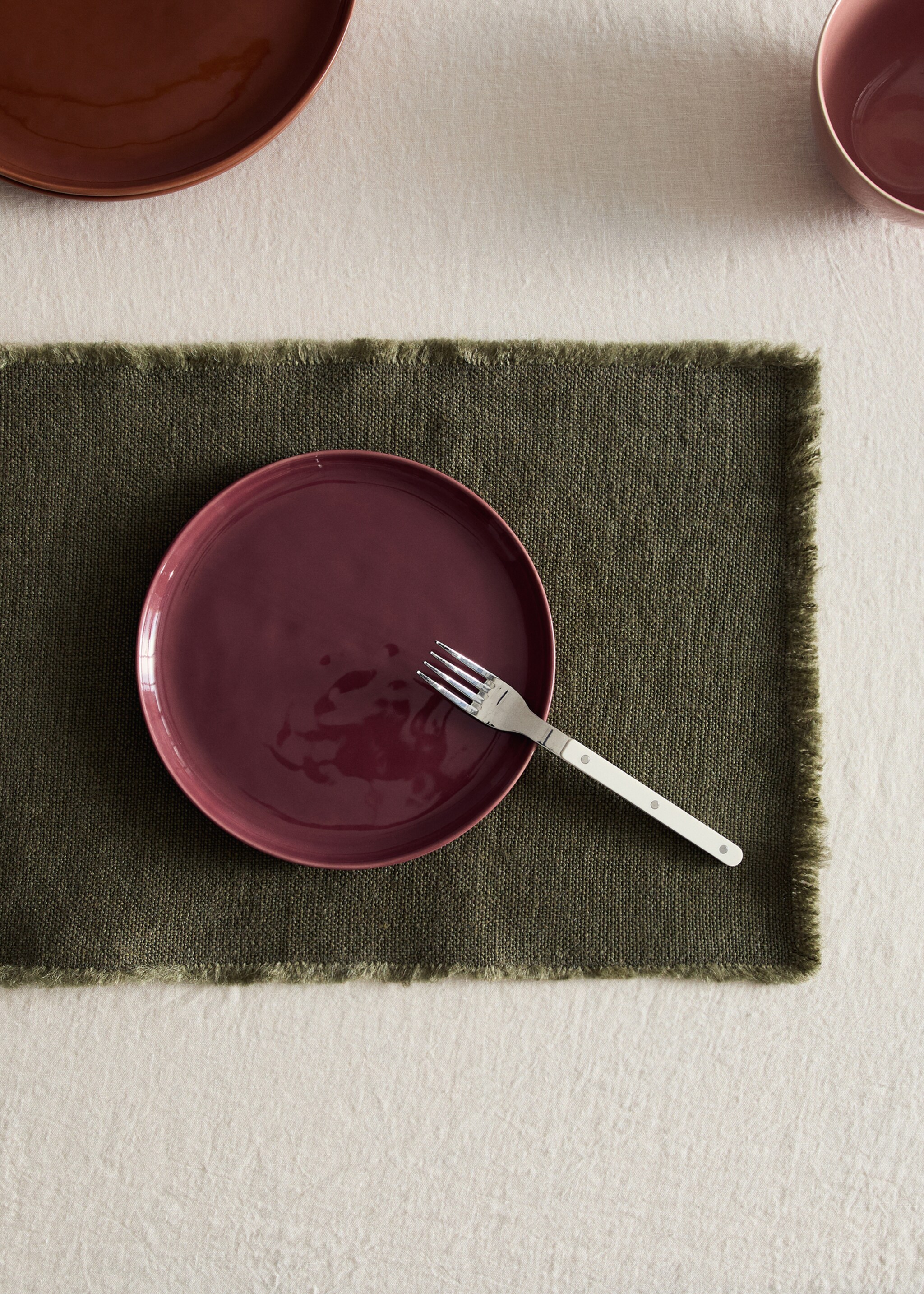 Jute placemat - Plano geral, Verde-médio. Ref: 17024131-00.