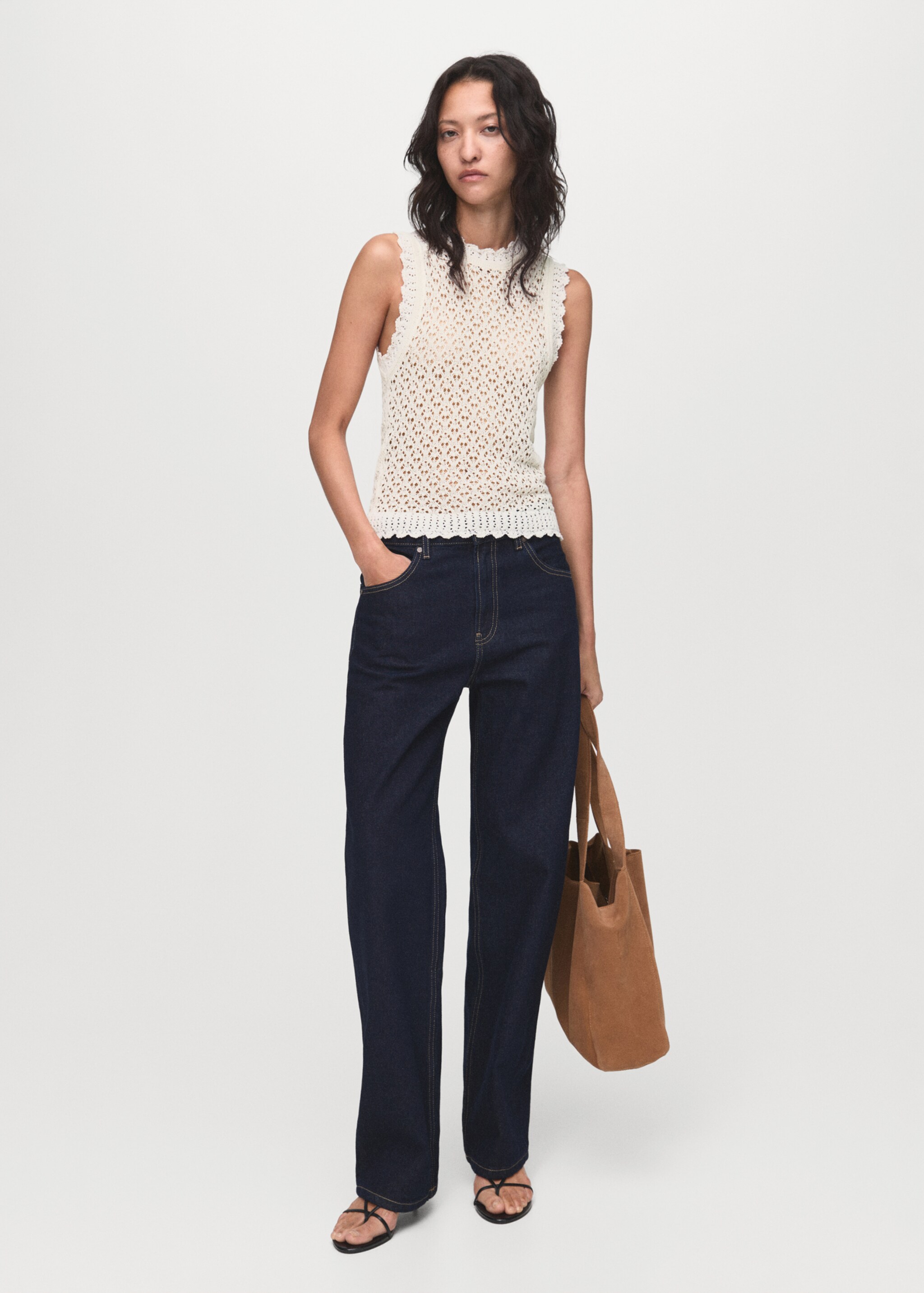 Openwork knit top - General plane, Ecru. Ref: 17024140-00.