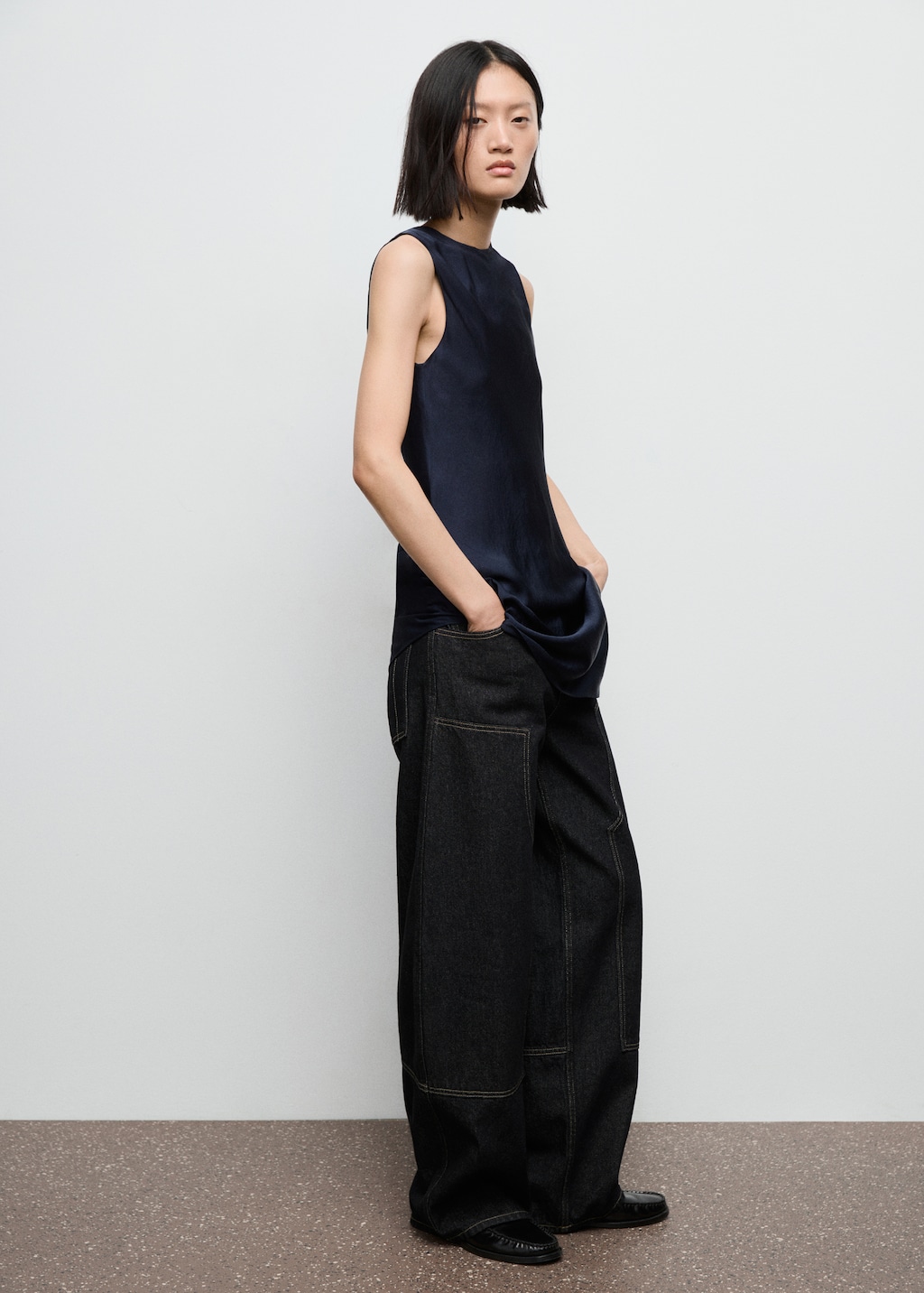 Mango Asymmetrical satin top