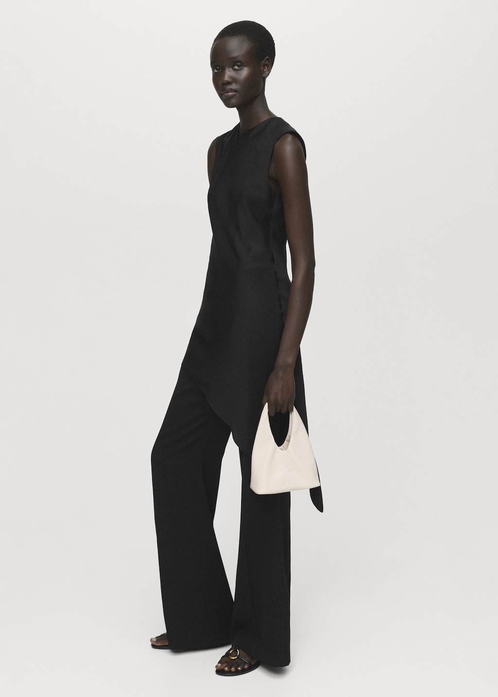 Asymmetrical satin top