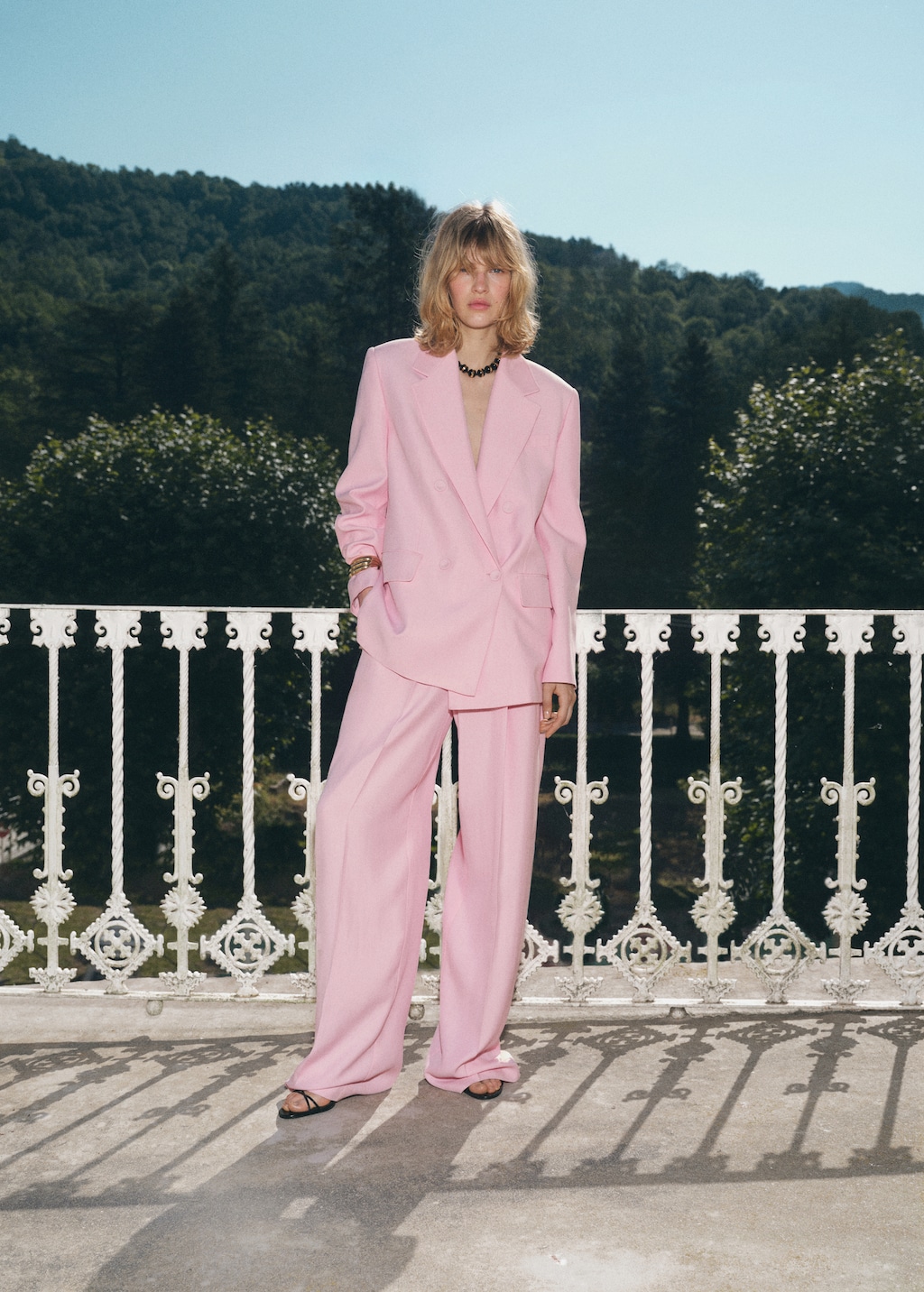 Double-breasted suit blazer