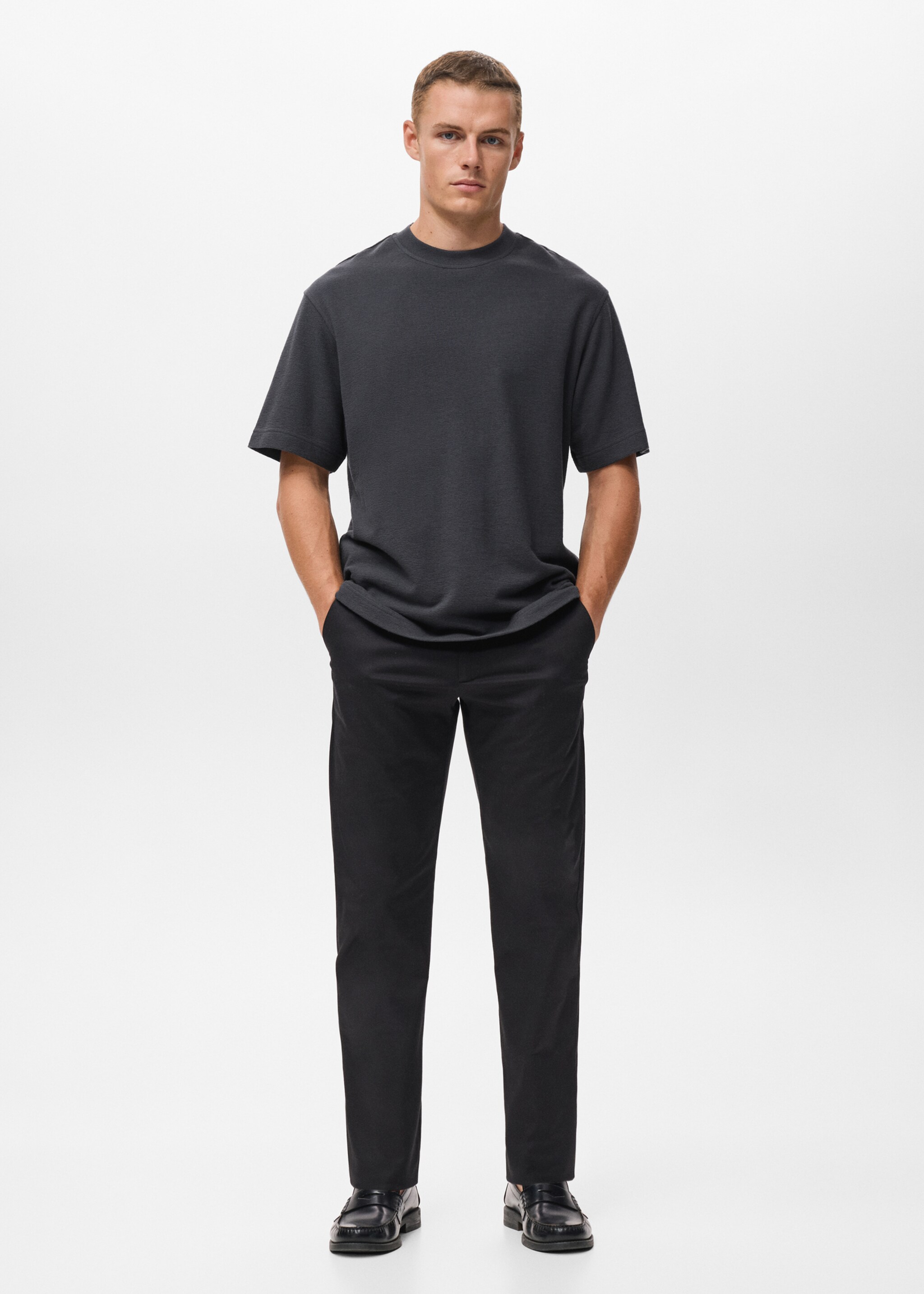 100% cotton relaxed-fit structured t-shirt - General plane, Indigo Blue. Ref: 17024450-00.