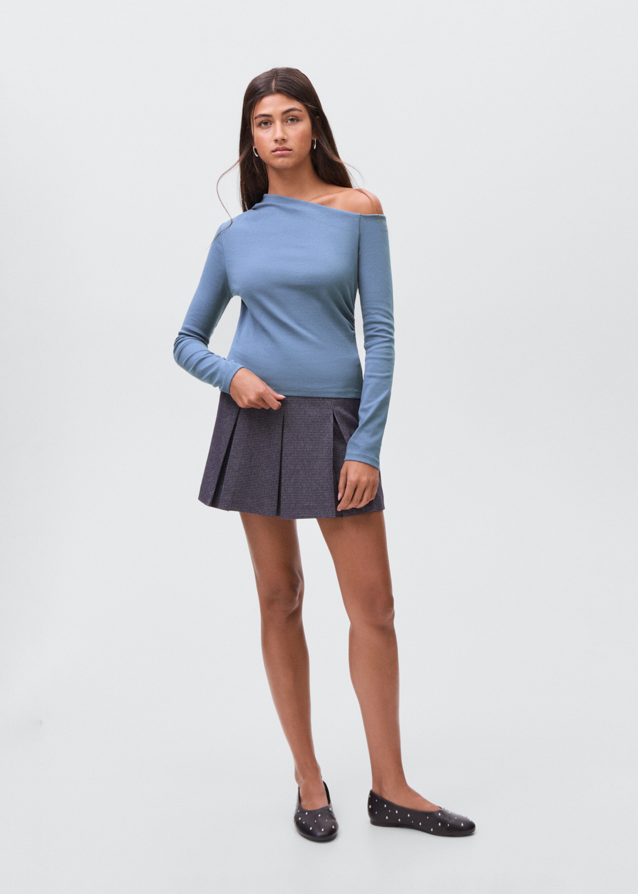 Asymmetric cotton T-shirt - General plane, Sky Blue. Ref: 17024778-00.