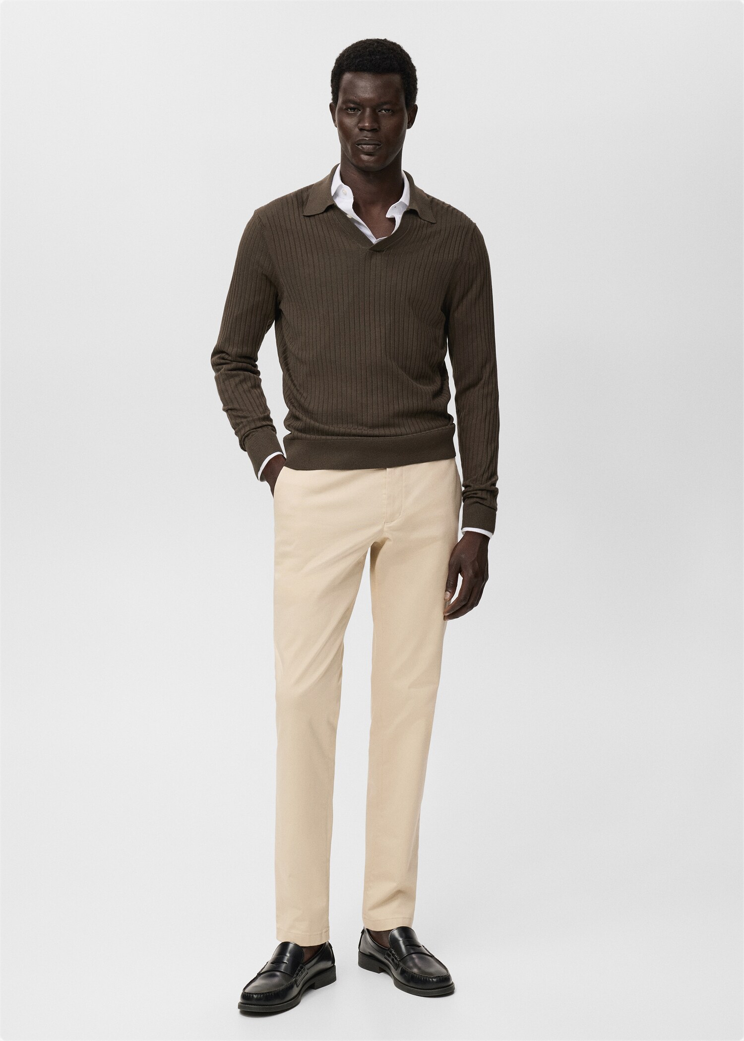 Slim fit serge chino trousers - General plane