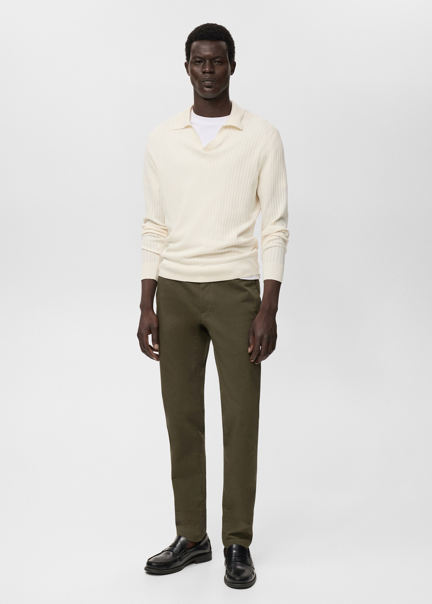 Slim fit serge chino trousers - General plane