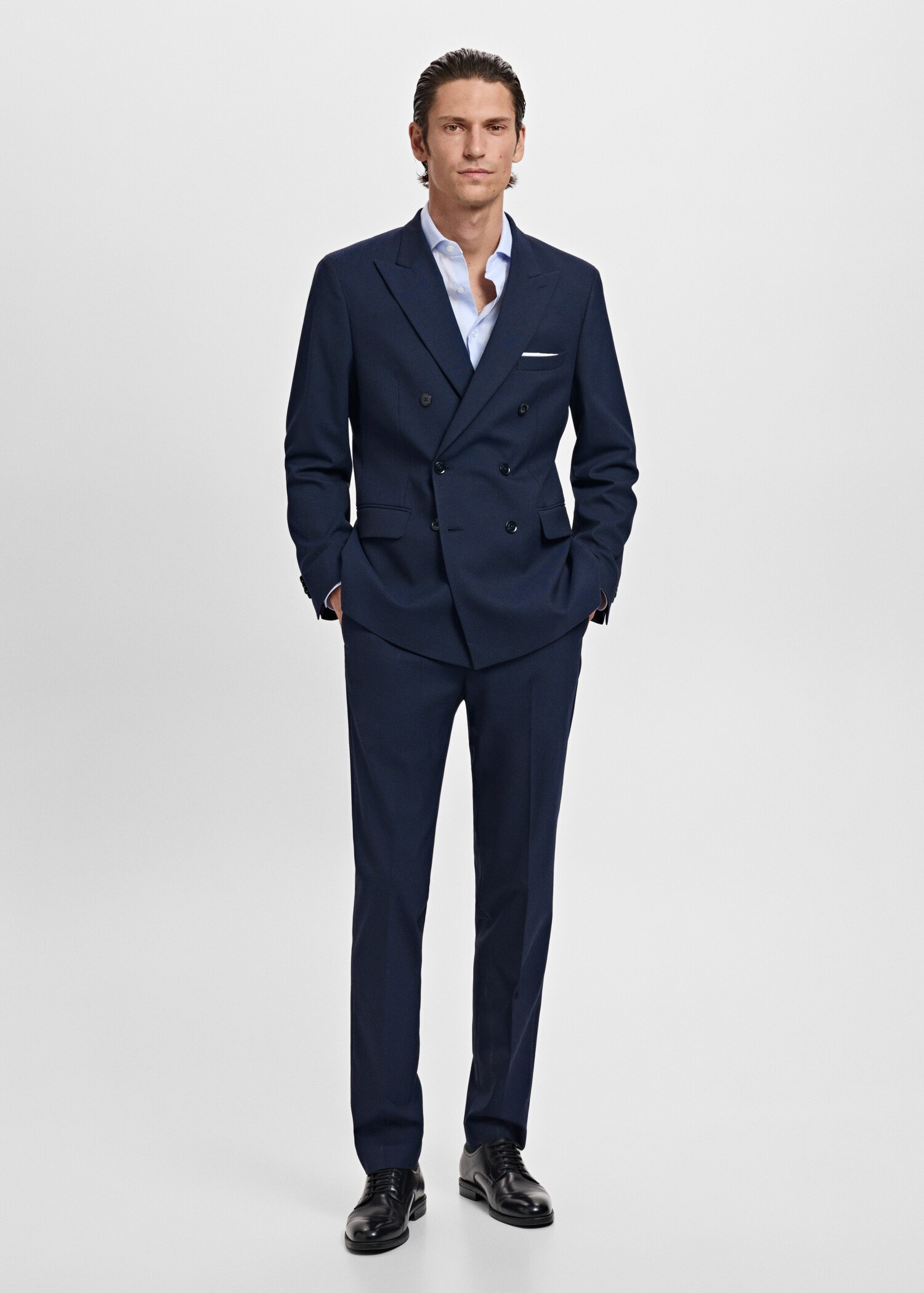 Monaco double-breasted slim-fit suit jacket - General plane