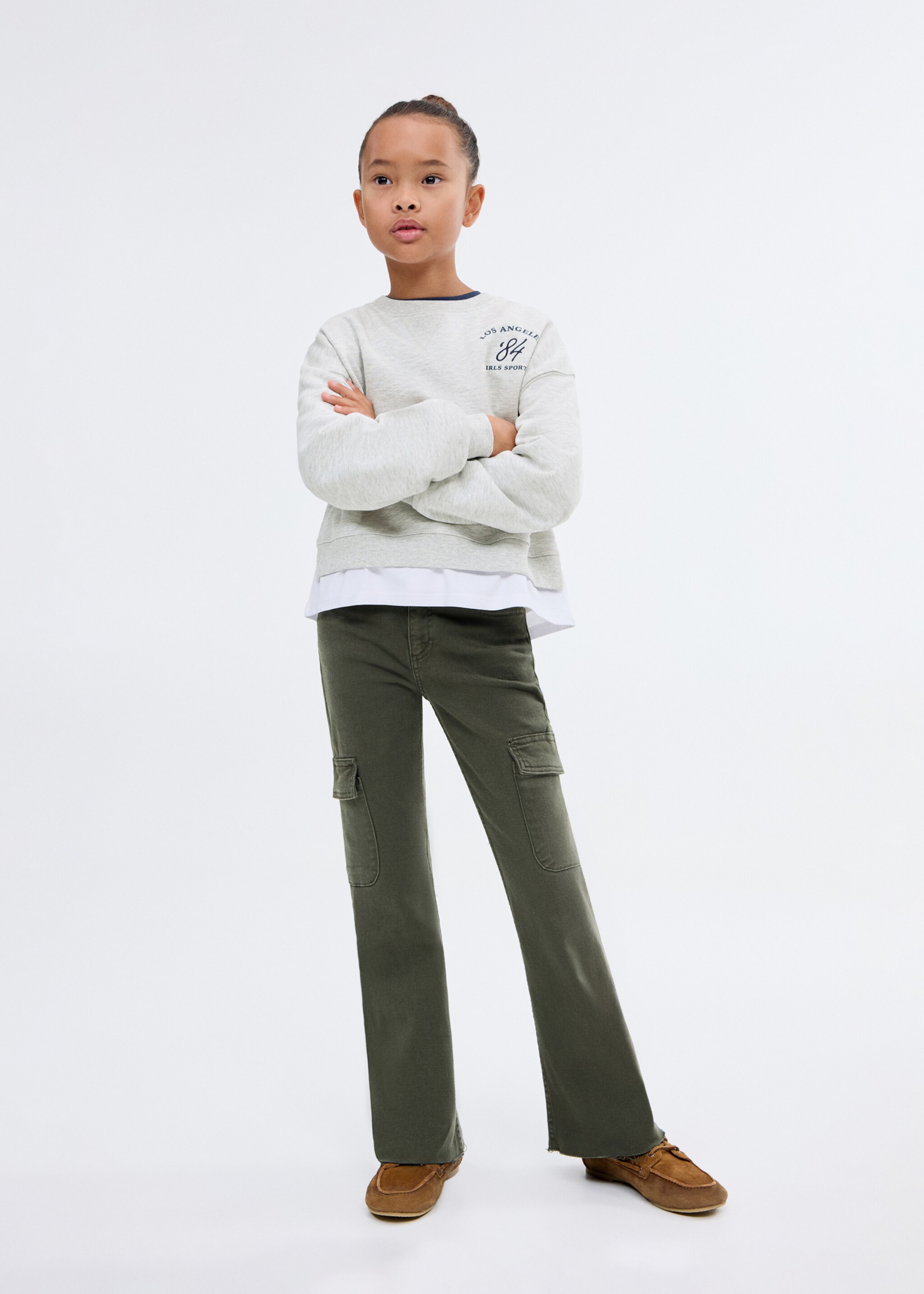 Alt kısmı gömlek kesimli sweatshirt - Genel plan, Açık Kırçıllı Gri. Ref: 17025161-00.