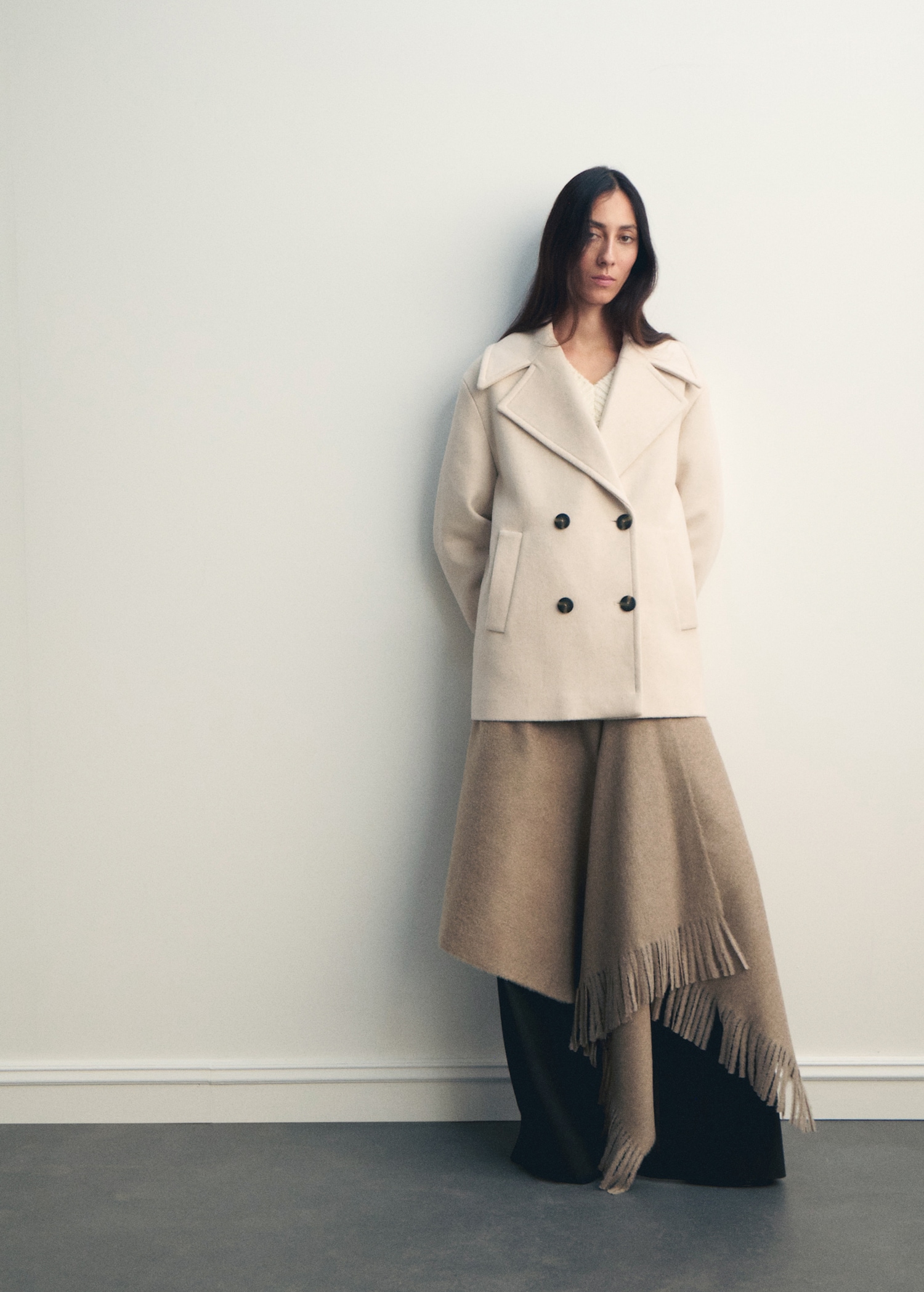 Abrigo mezcla lana cruzado Mujer MANGO España (Península y