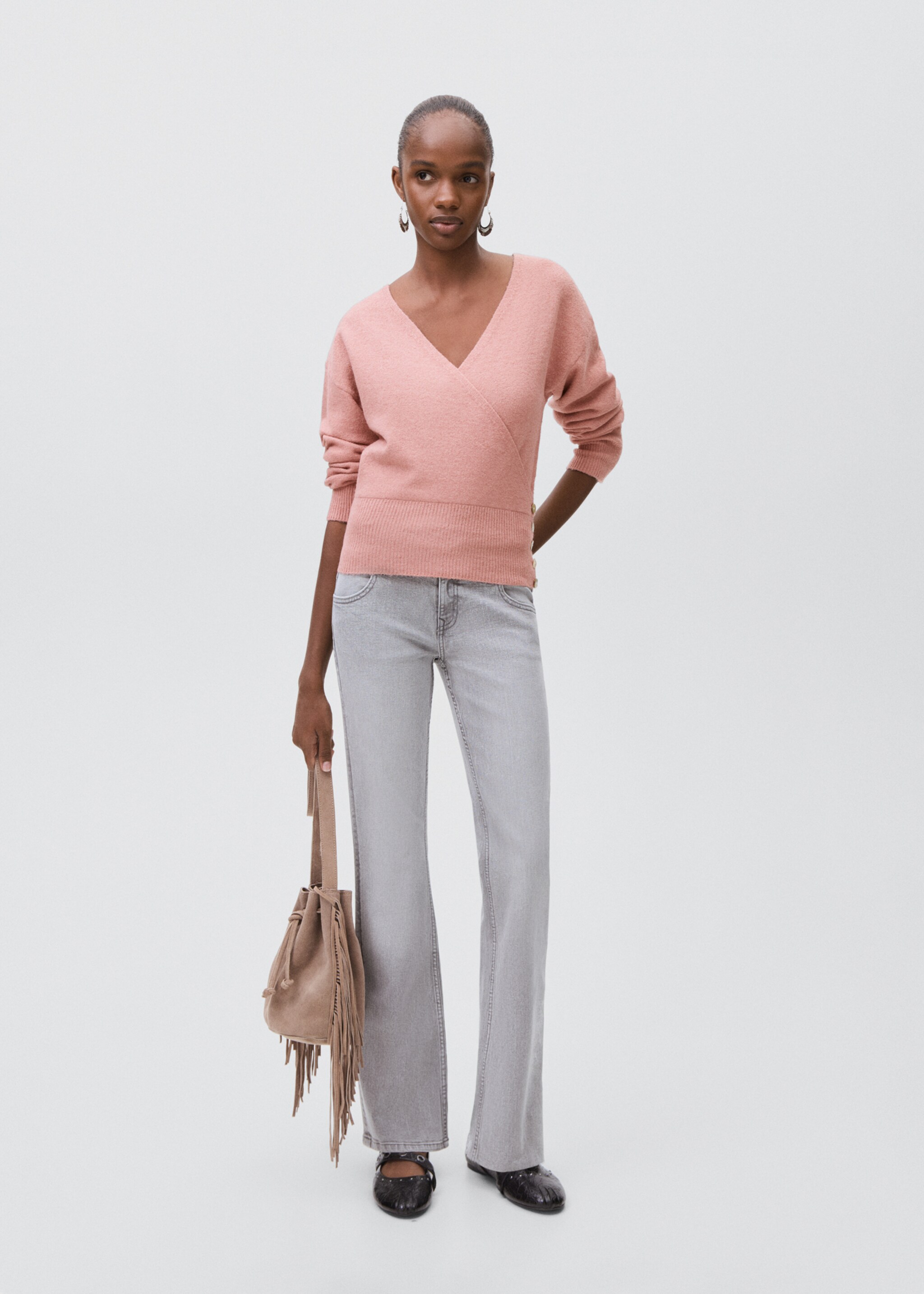 Double-breasted cardigan - General plane, Pastel Pink. Ref: 17025792-00.