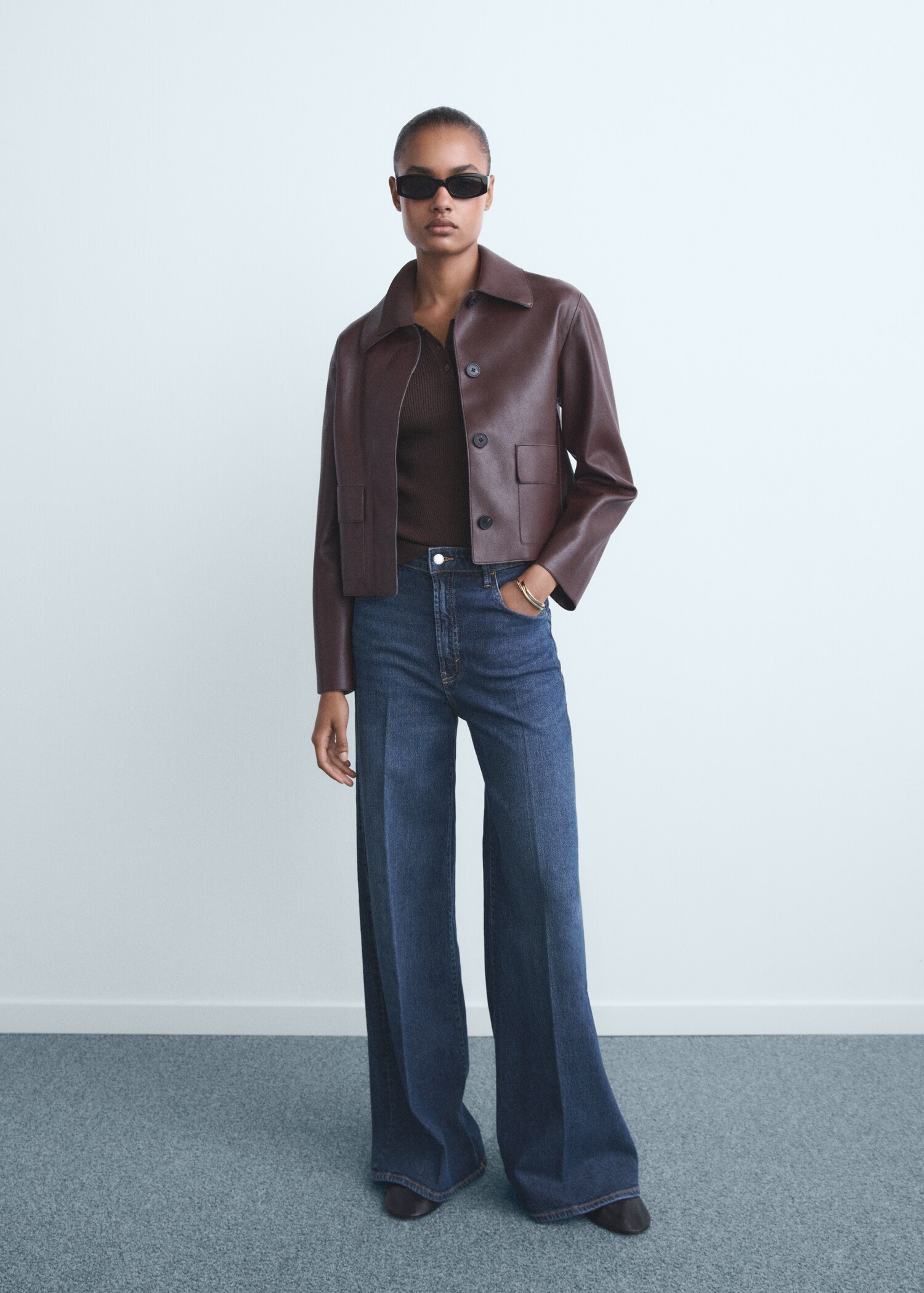 Jean wide leg taille haute - Plan général