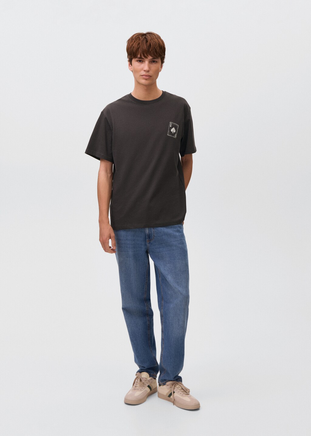 Printed cotton-blend t-shirt