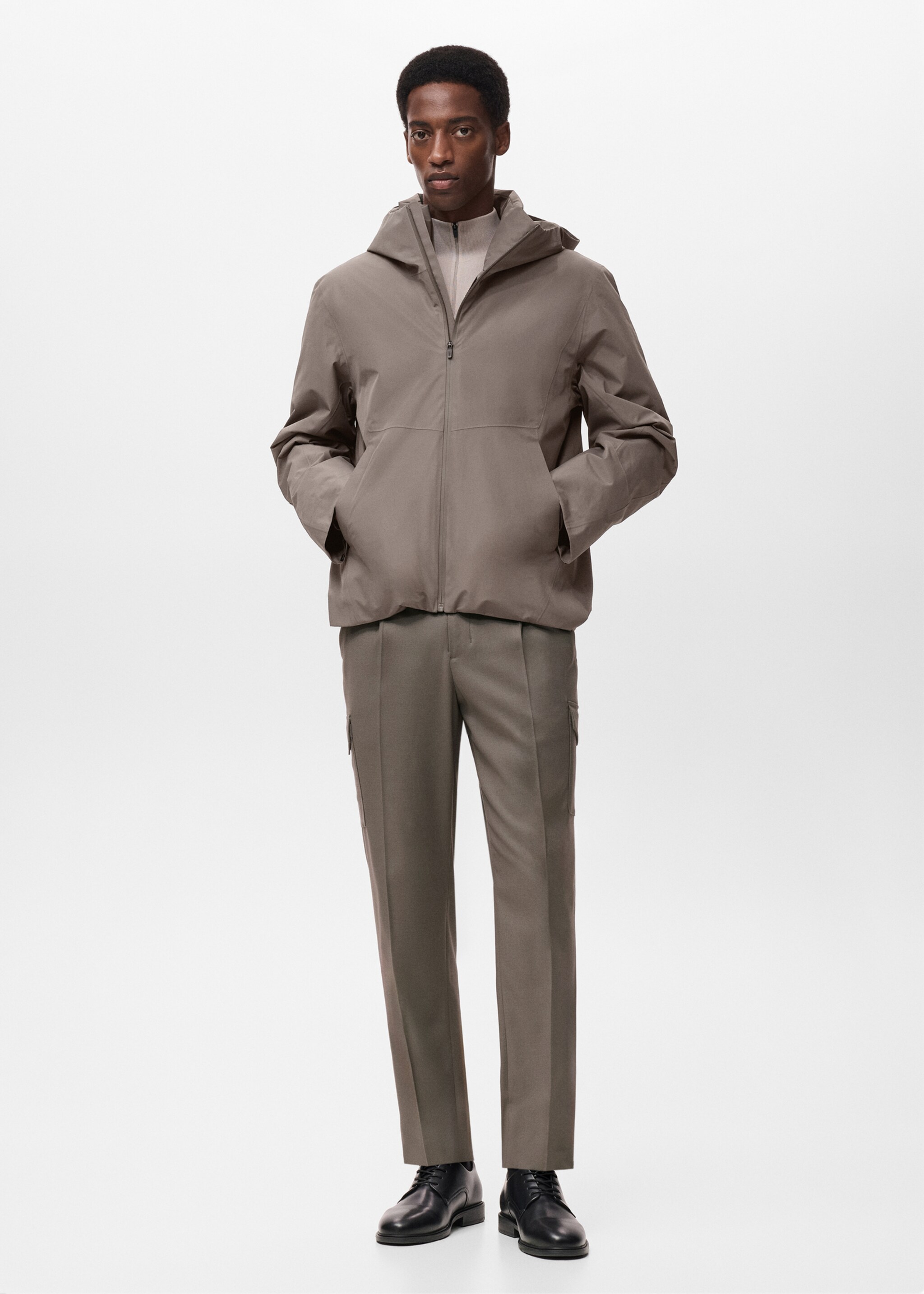 Water-repellent Thermolite® hooded jacket - General plane, Medium Brown. Ref: 17025969-00.