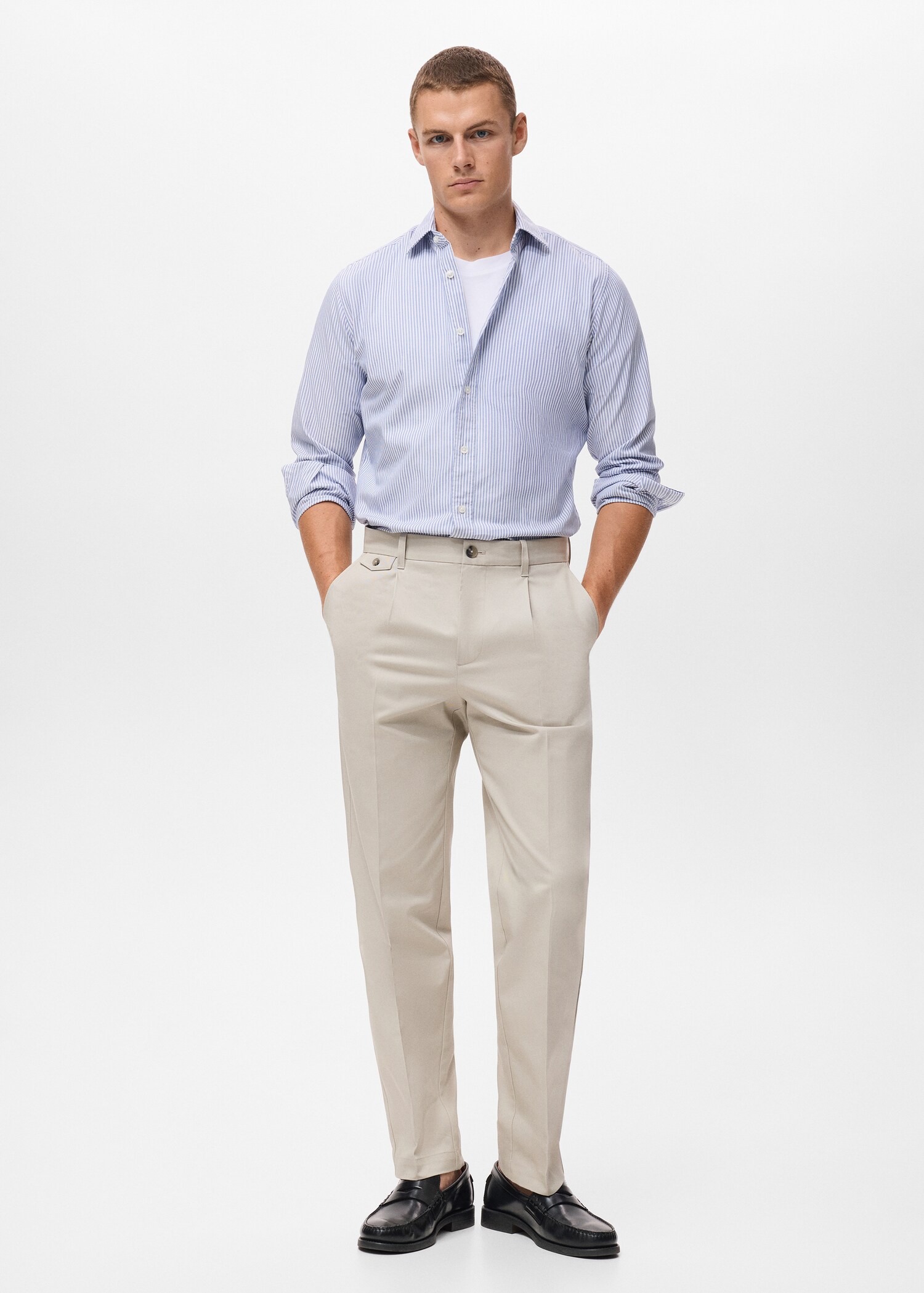 Pantalon regular fit coton pinces - Plan général