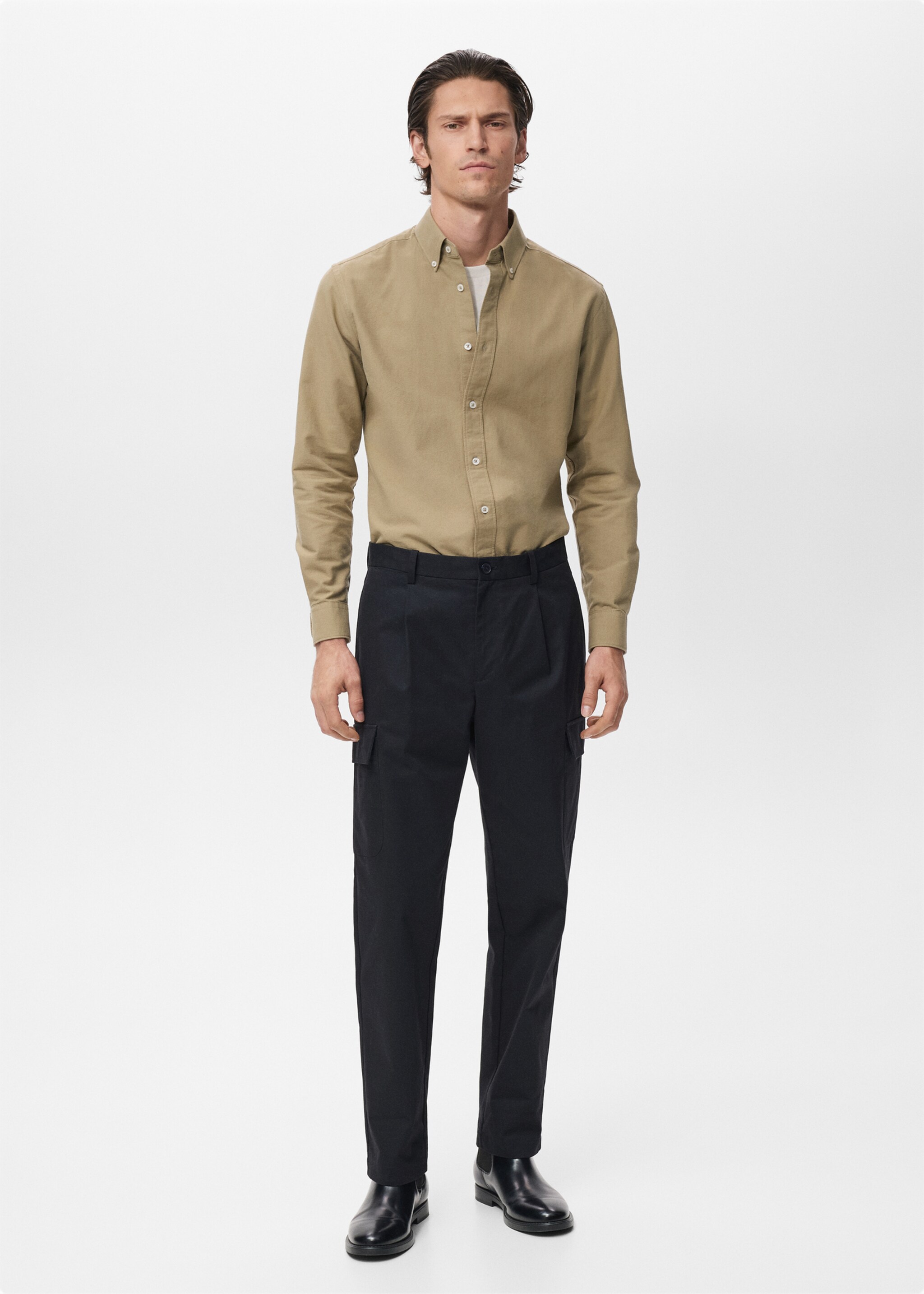 Pantalon cargo coton regular-fit - Plan général, Bleu marine. Ref: 17025971-00.