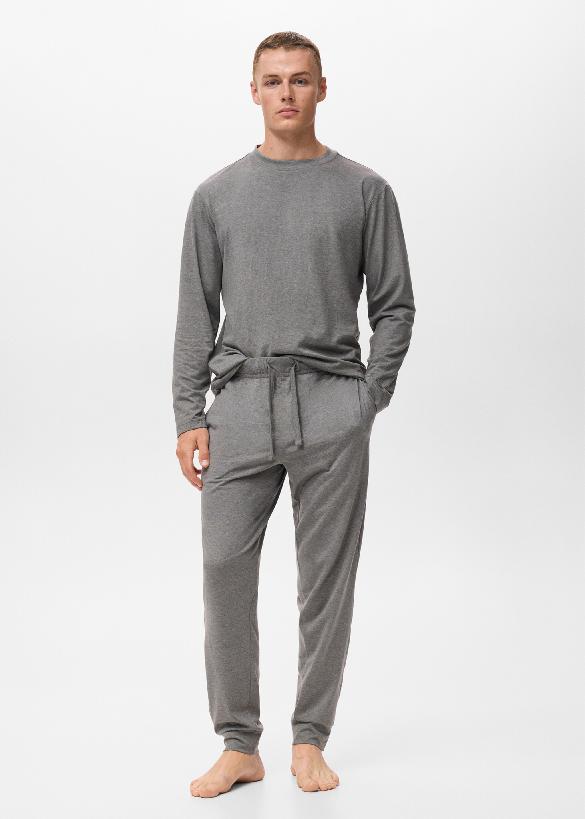 Long cotton pyjama pack - General plane, Grey. Ref: 17025975-00.