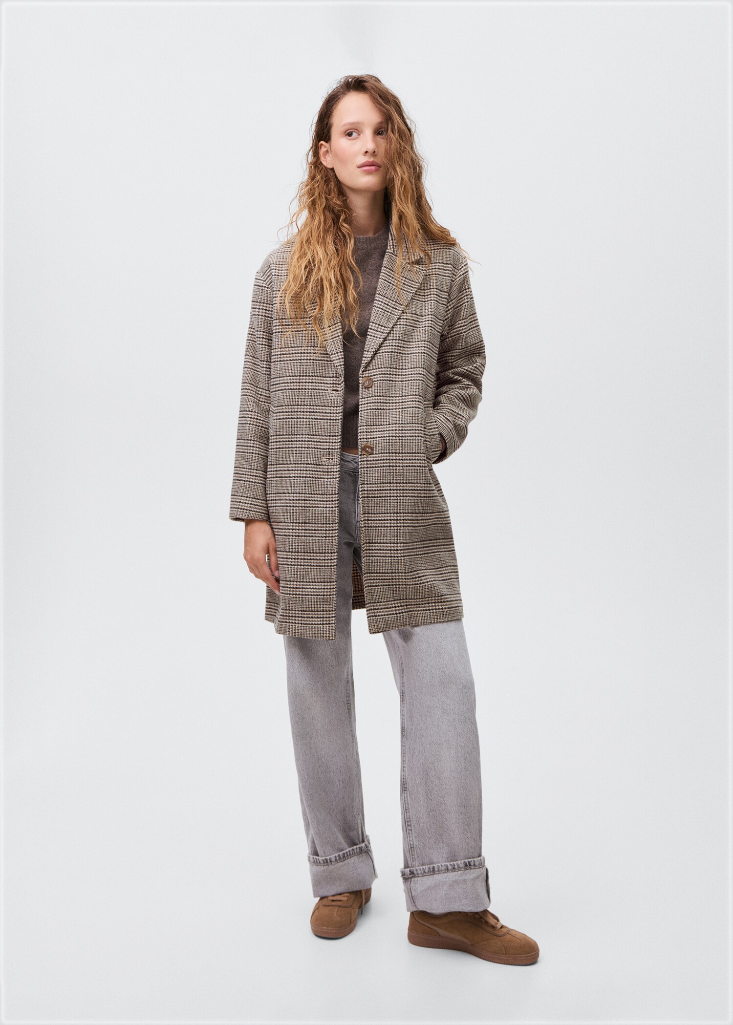 Houndstooth wool-blend coat - General plane
