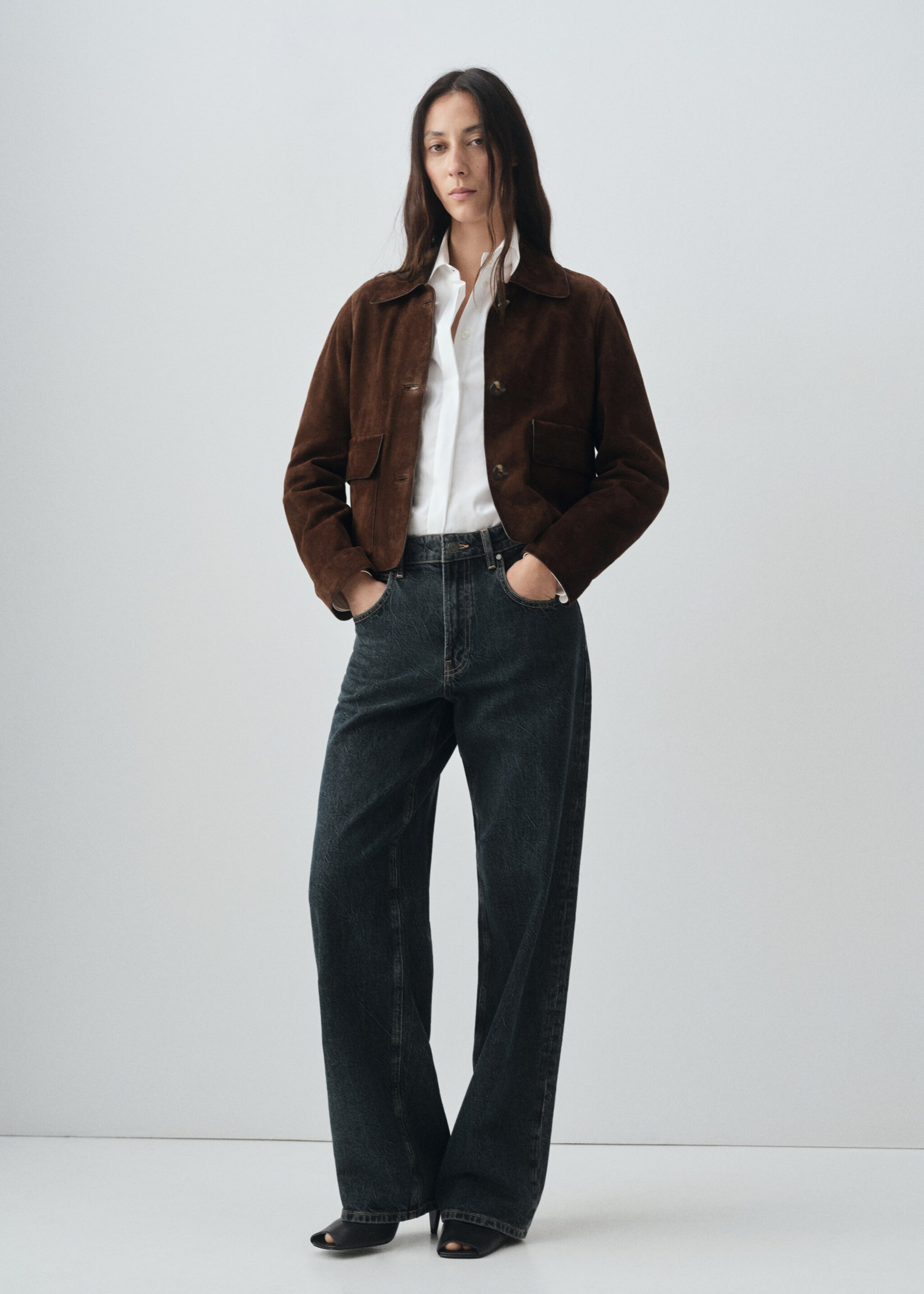 100% leather short jacket - General plane, Brown. Ref: 17026347-00.