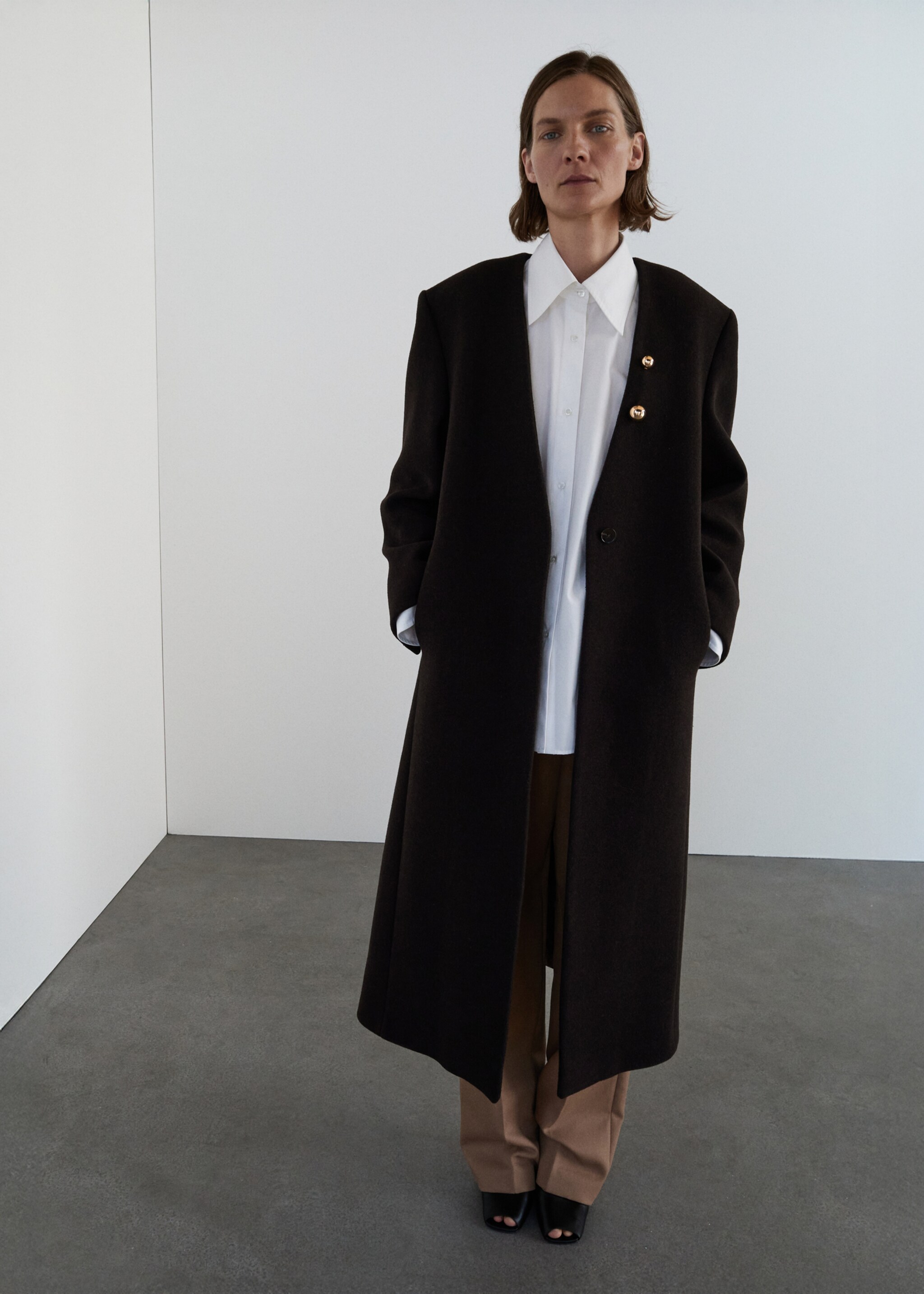 Wool overcoat - General plane, Chocolate. Ref: 17026362-00.