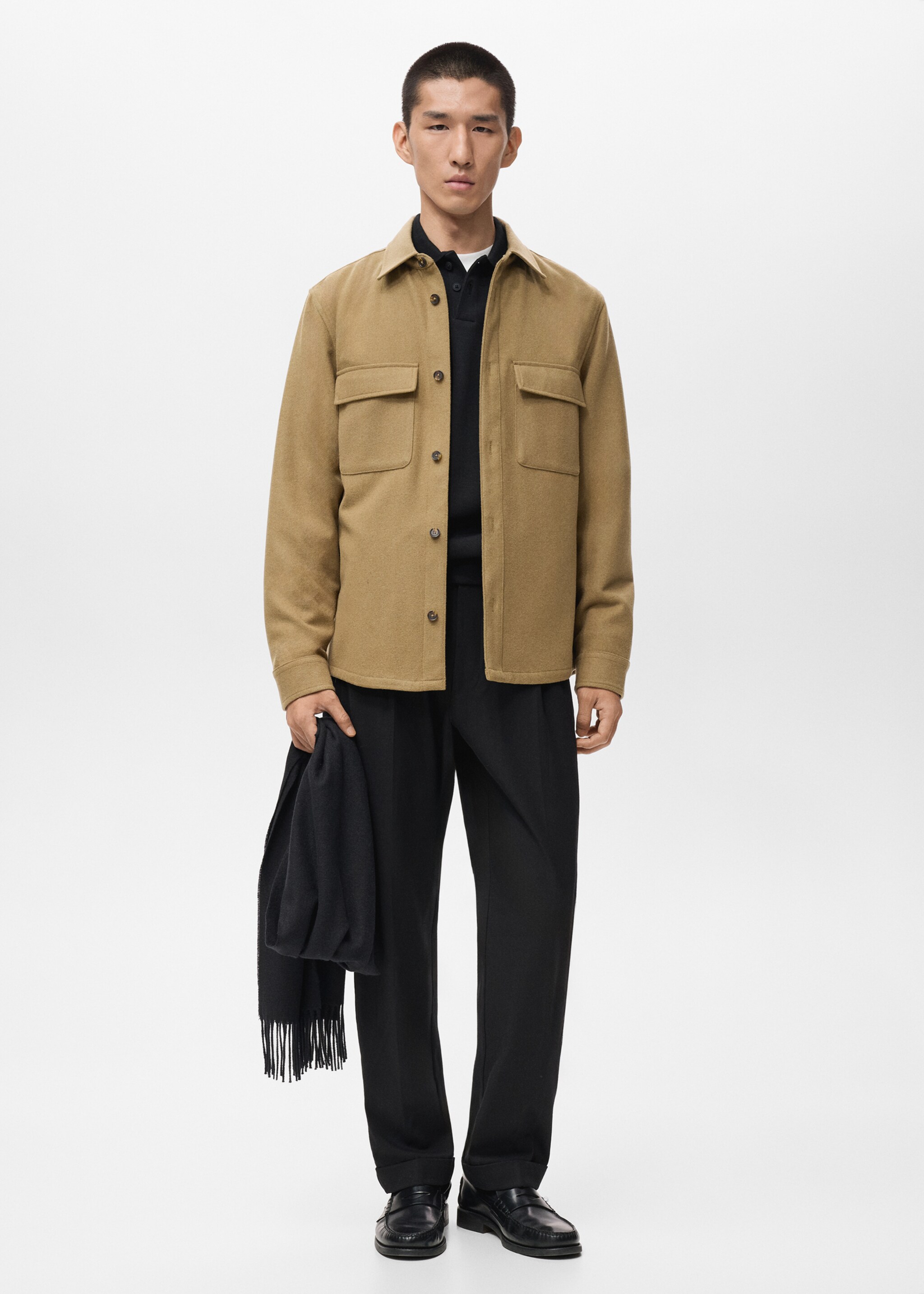 Wool jacket with pockets - General plane, Medium Brown. Ref: 17026724-00.