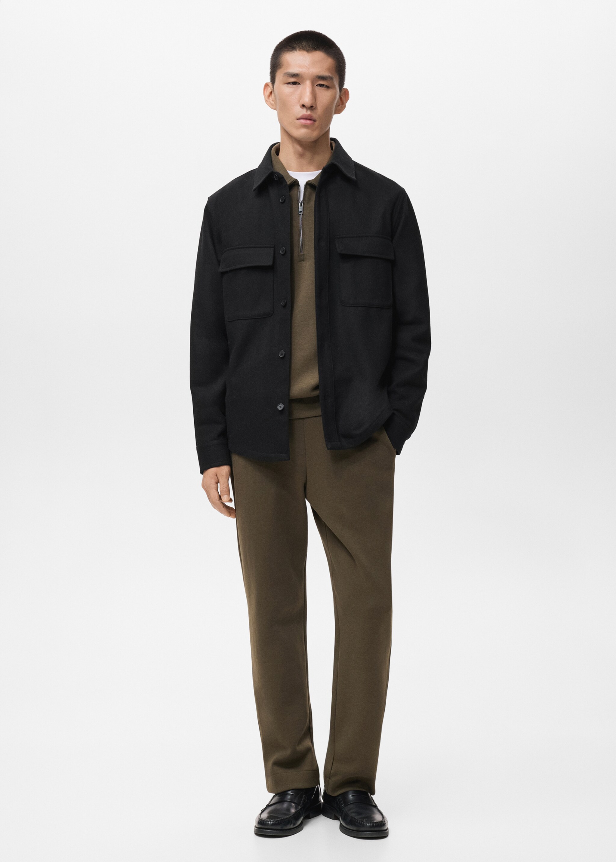 Wool overshirt with pockets - General plane, Black. Ref: 17026724-00.