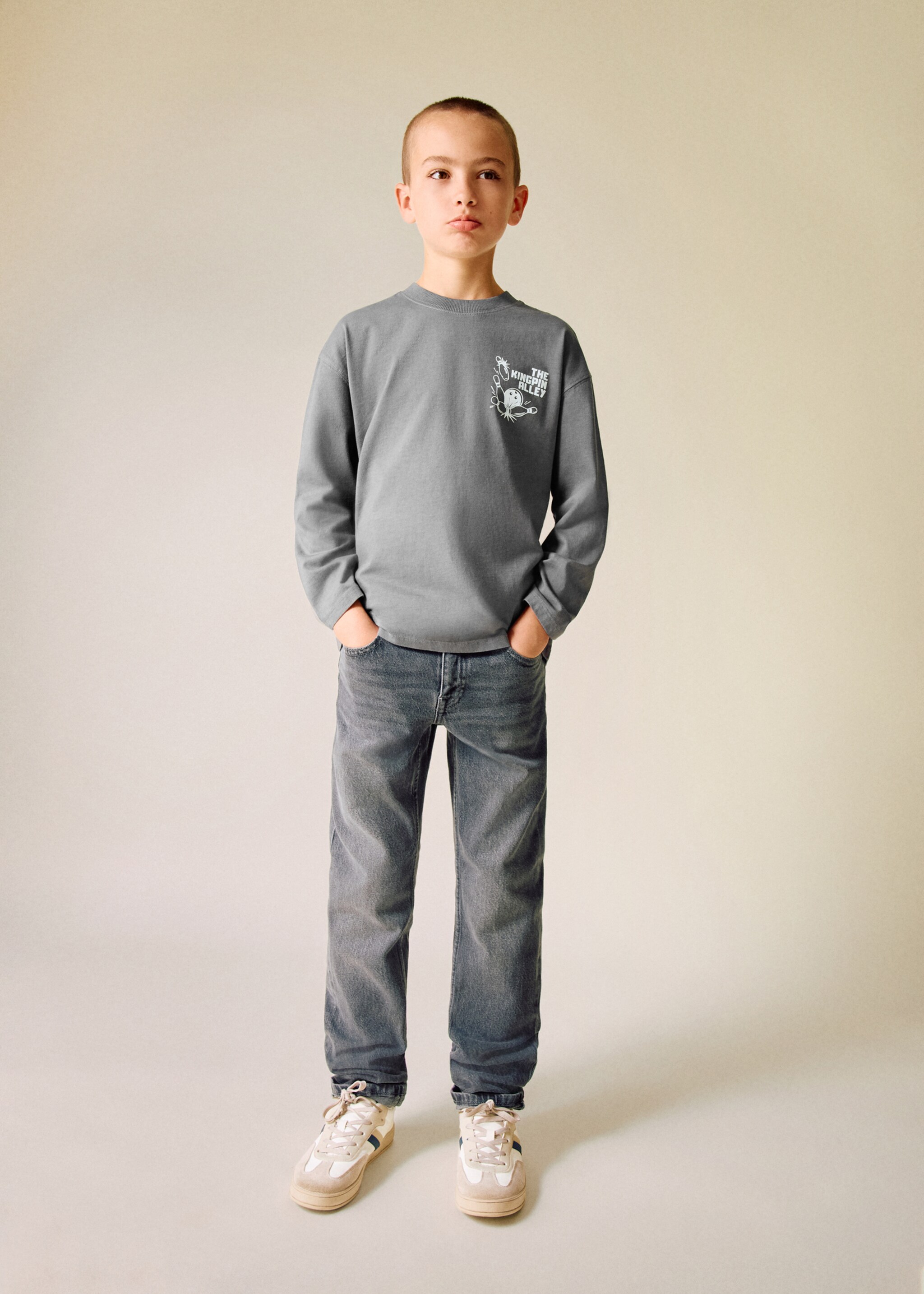 Bedrucktes Baumwoll-T-Shirt - Allgemeine Ansicht, Grau. Ref: 17026730-00.