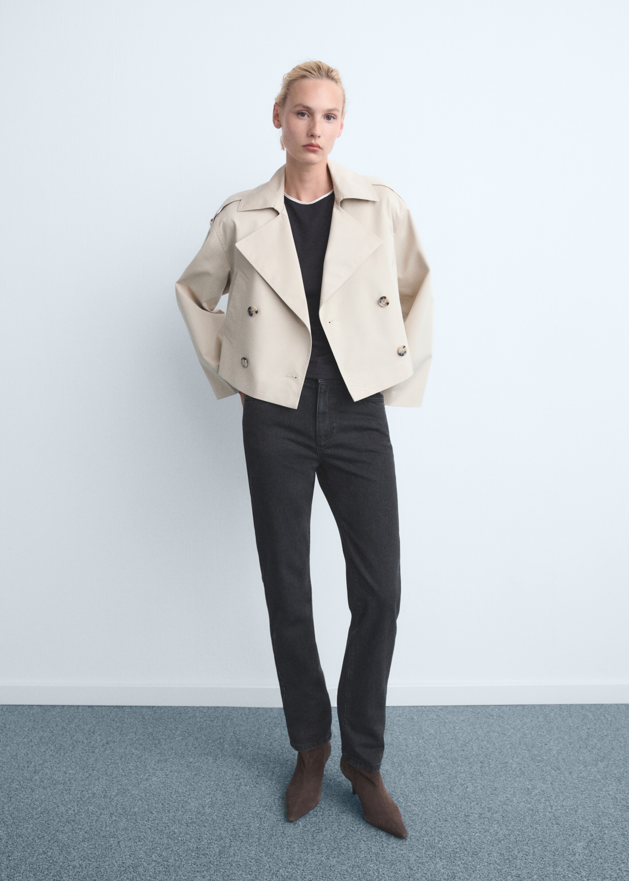 Mid-rise straight jeans - General plane, Black denim. Ref: 17026746-00.