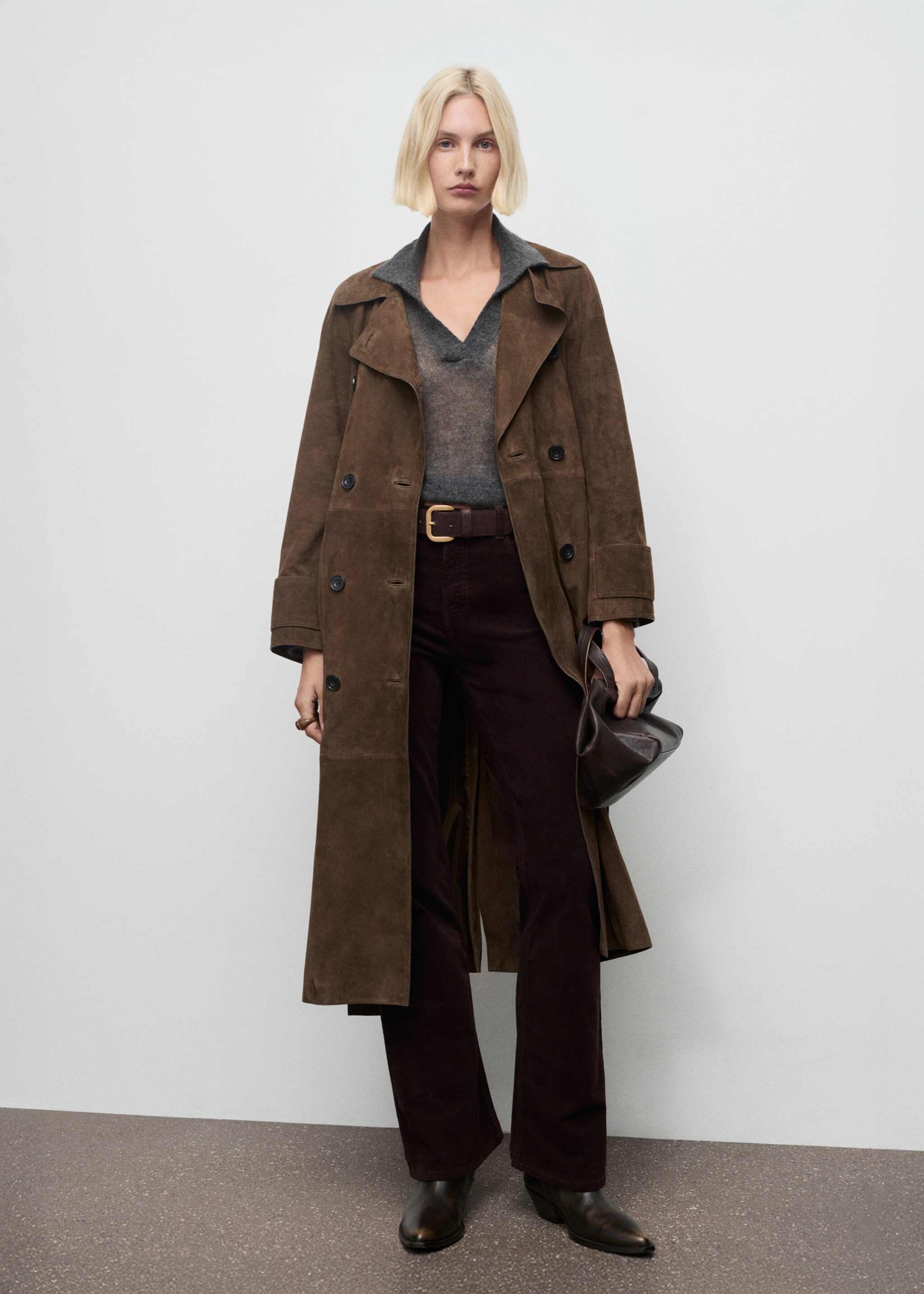 Jeans flare terciopelo - Plano general, Chocolate. Ref: 17027782-00.
