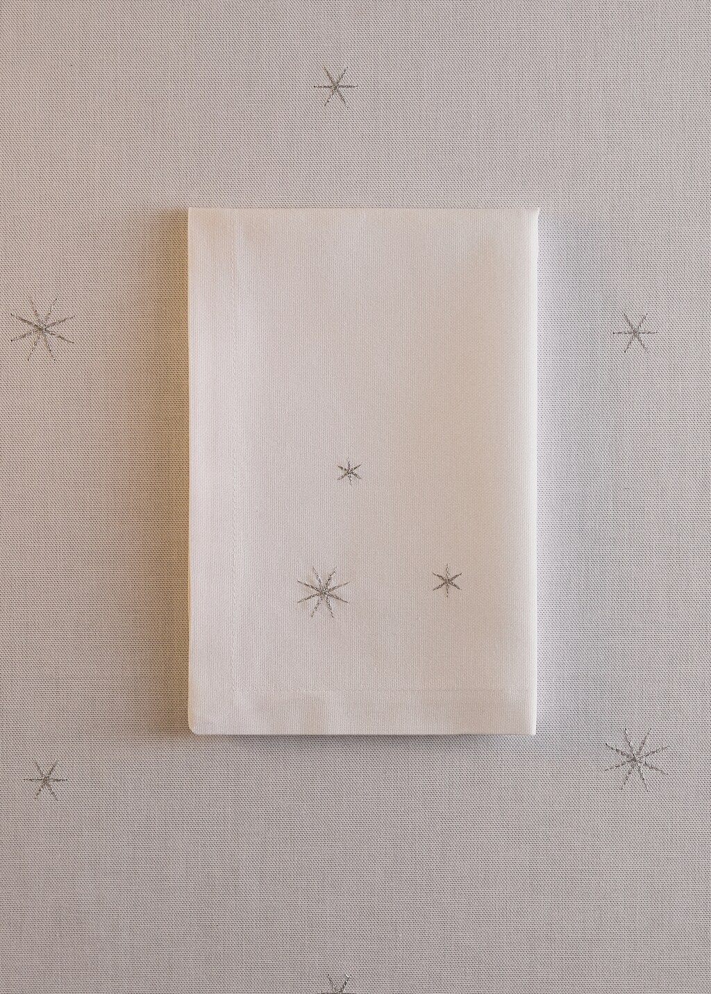 Set of 4 cotton napkins with embroidered star details