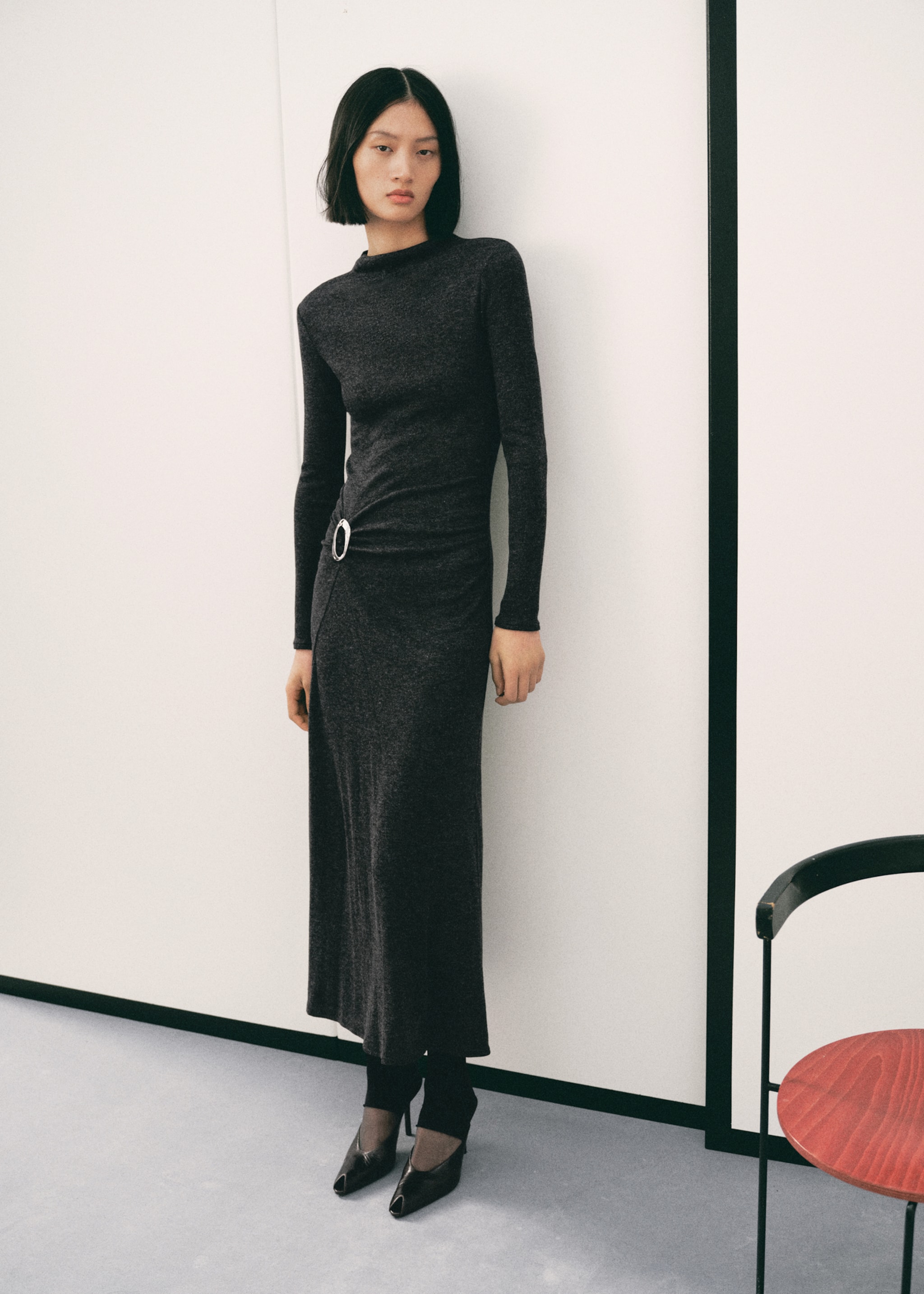 Ruched dress with ring - General plane, Grey. Ref: 17027807-00.