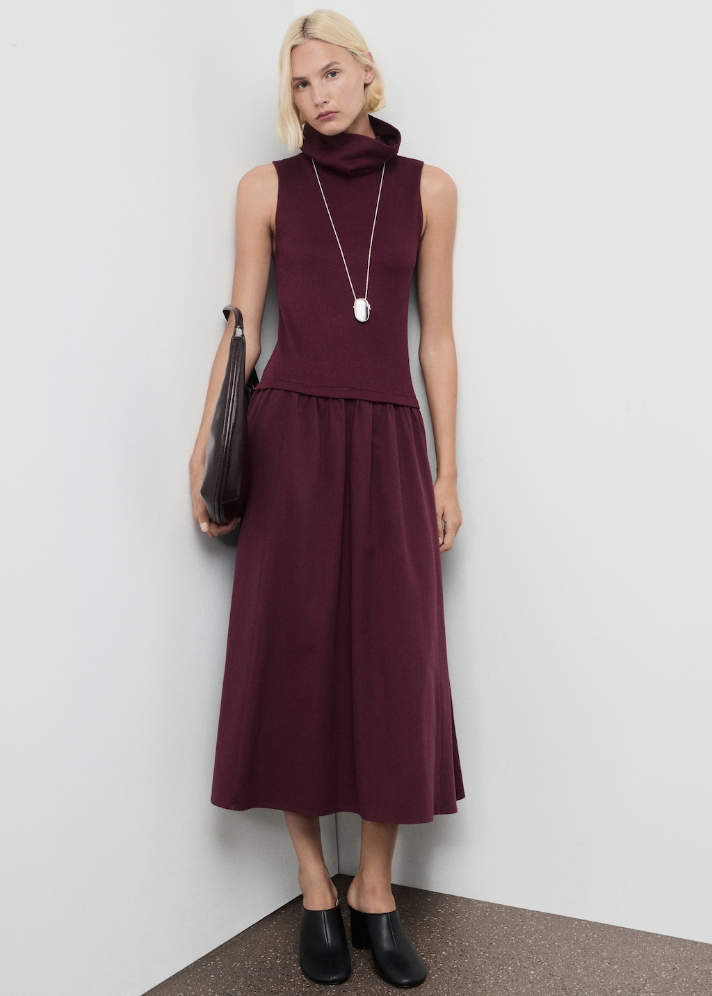 Dress with combined funnel neck