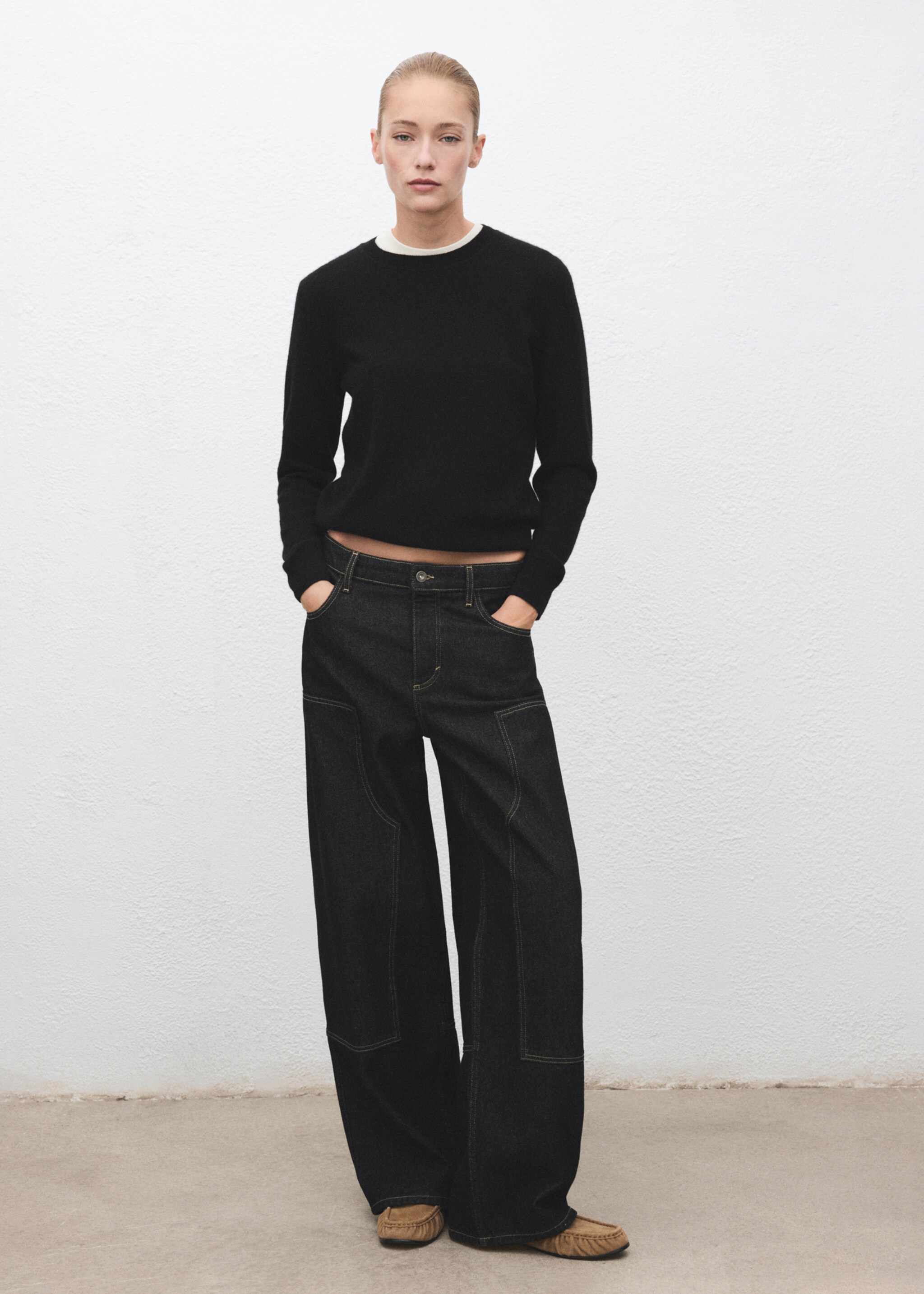 Barrel jeans with patches - General plane, Black. Ref: 17027814-00.