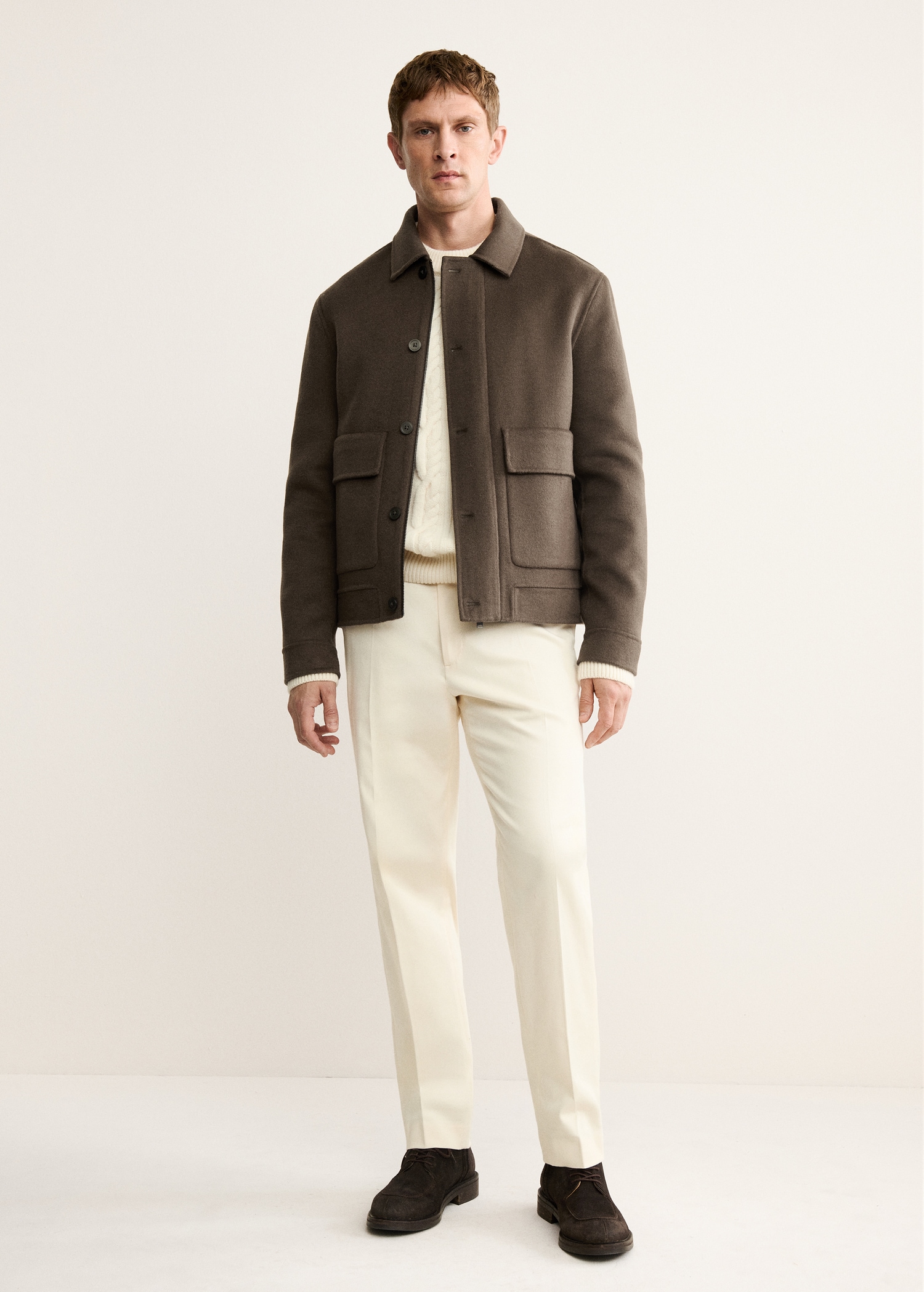 Handmade wool jacket with pockets - General plane