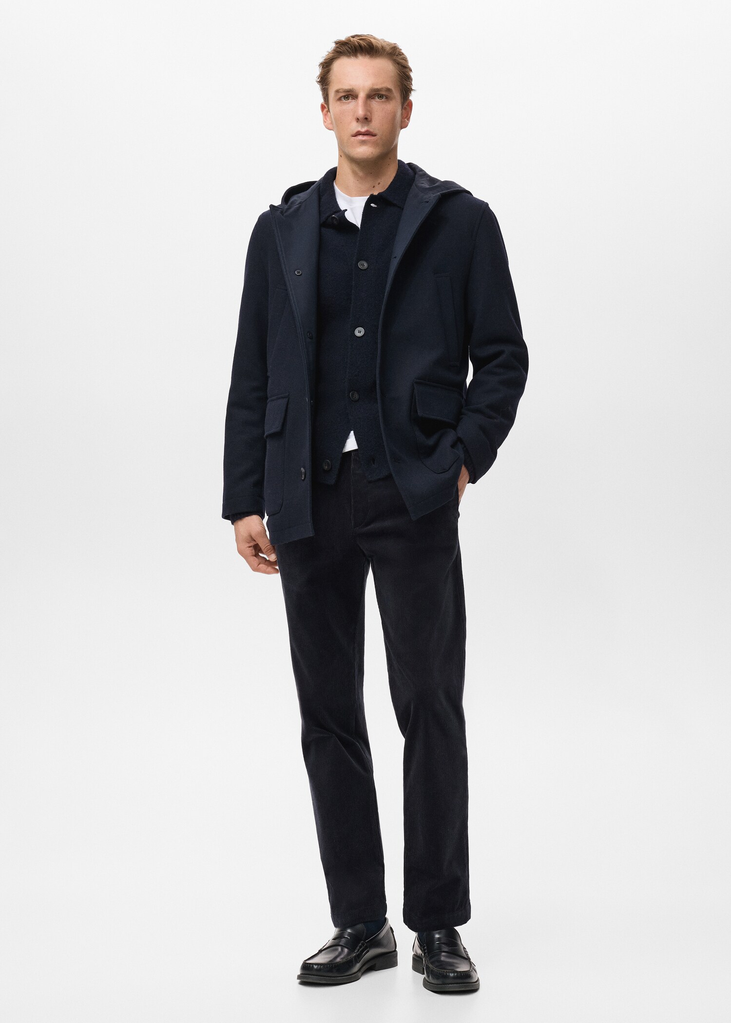 Hooded wool coat - General plane