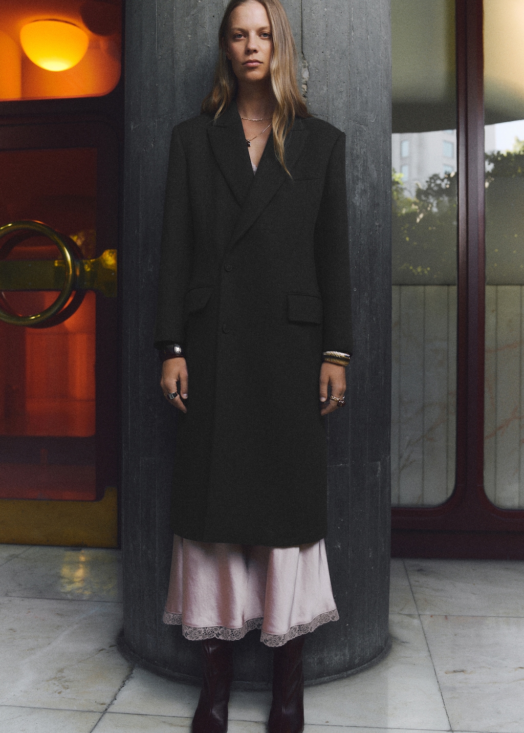 Long double-breasted coat