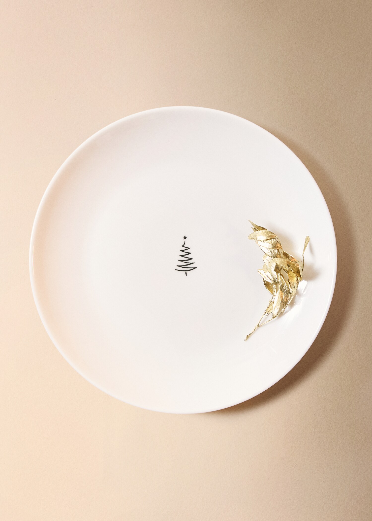 Dessertteller aus Bonechina mit Weihnachtsbaum-Detail - Allgemeine Ansicht