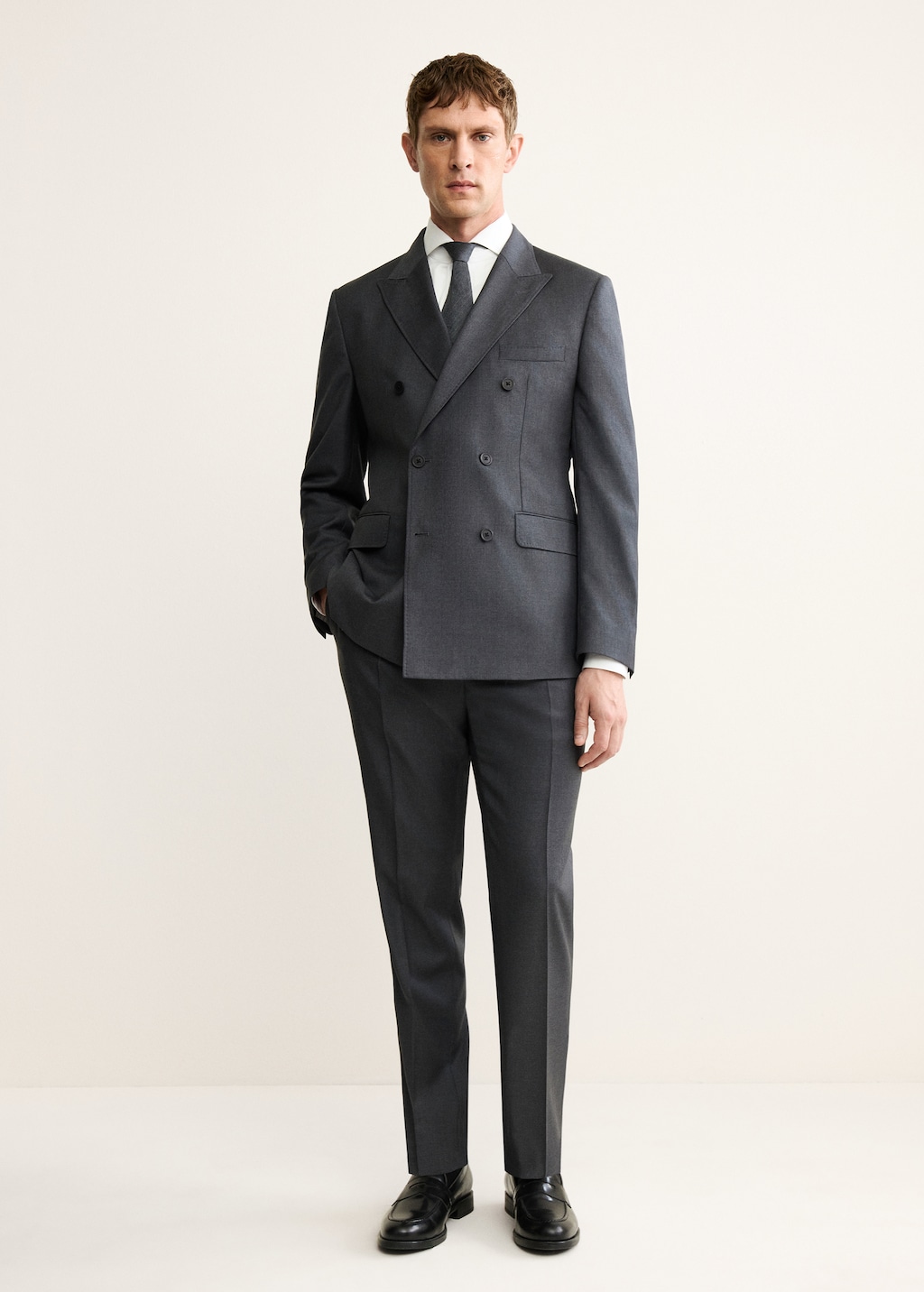 100% wool flannel double-breasted jacket