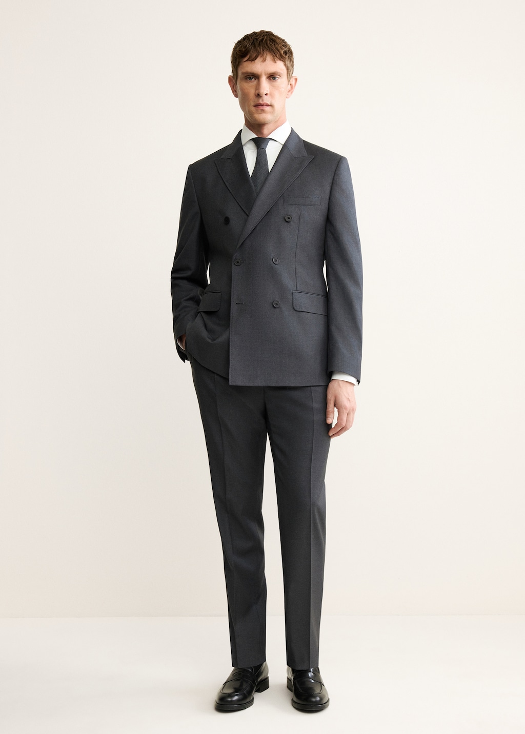 100% wool flannel double-breasted jacket