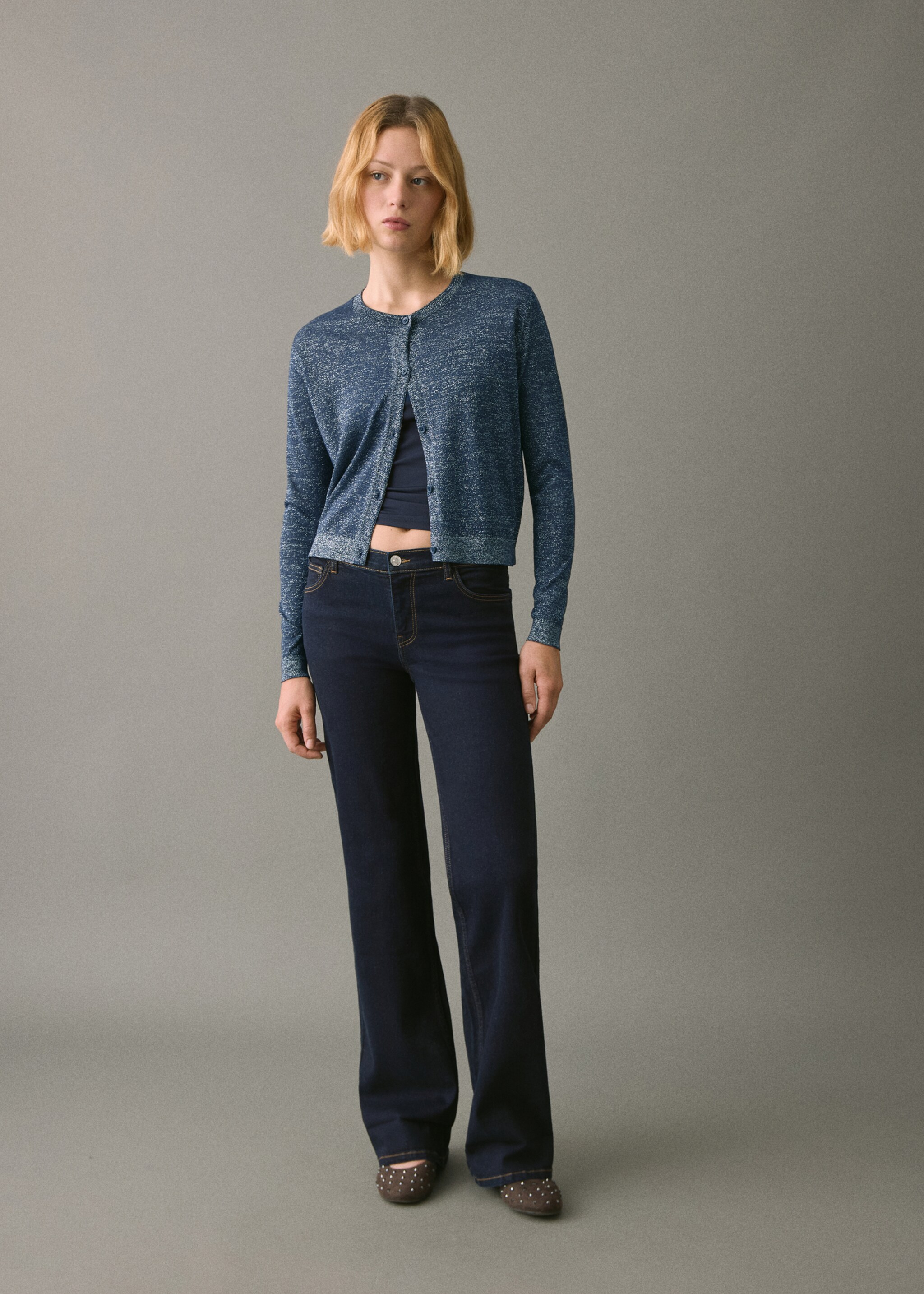 Lurex knitted cardigan - General plane, Navy. Ref: 17028636-00.